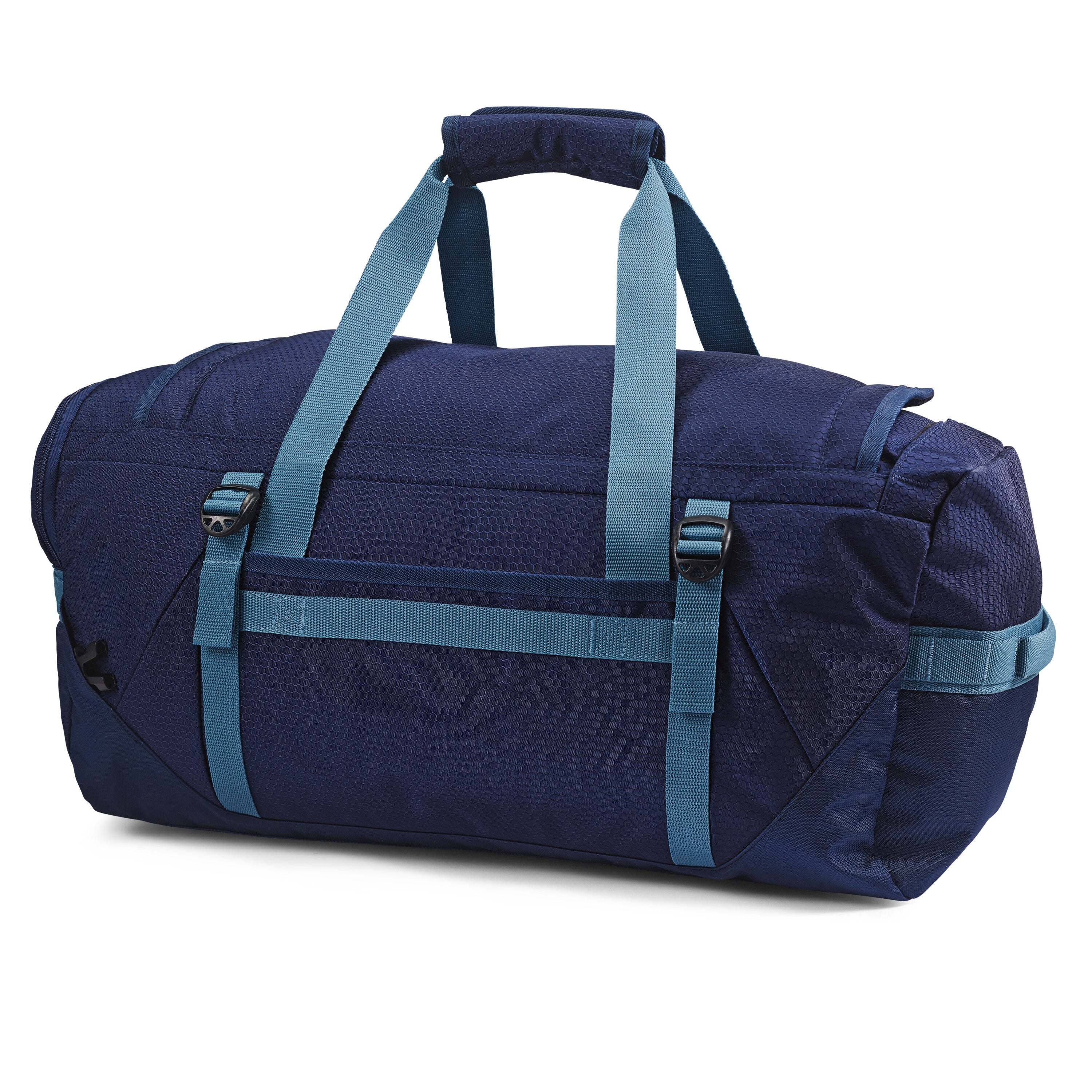 High Sierra Fairlead Travel Duffel Backpack in True Navy Graphite Blue — back view