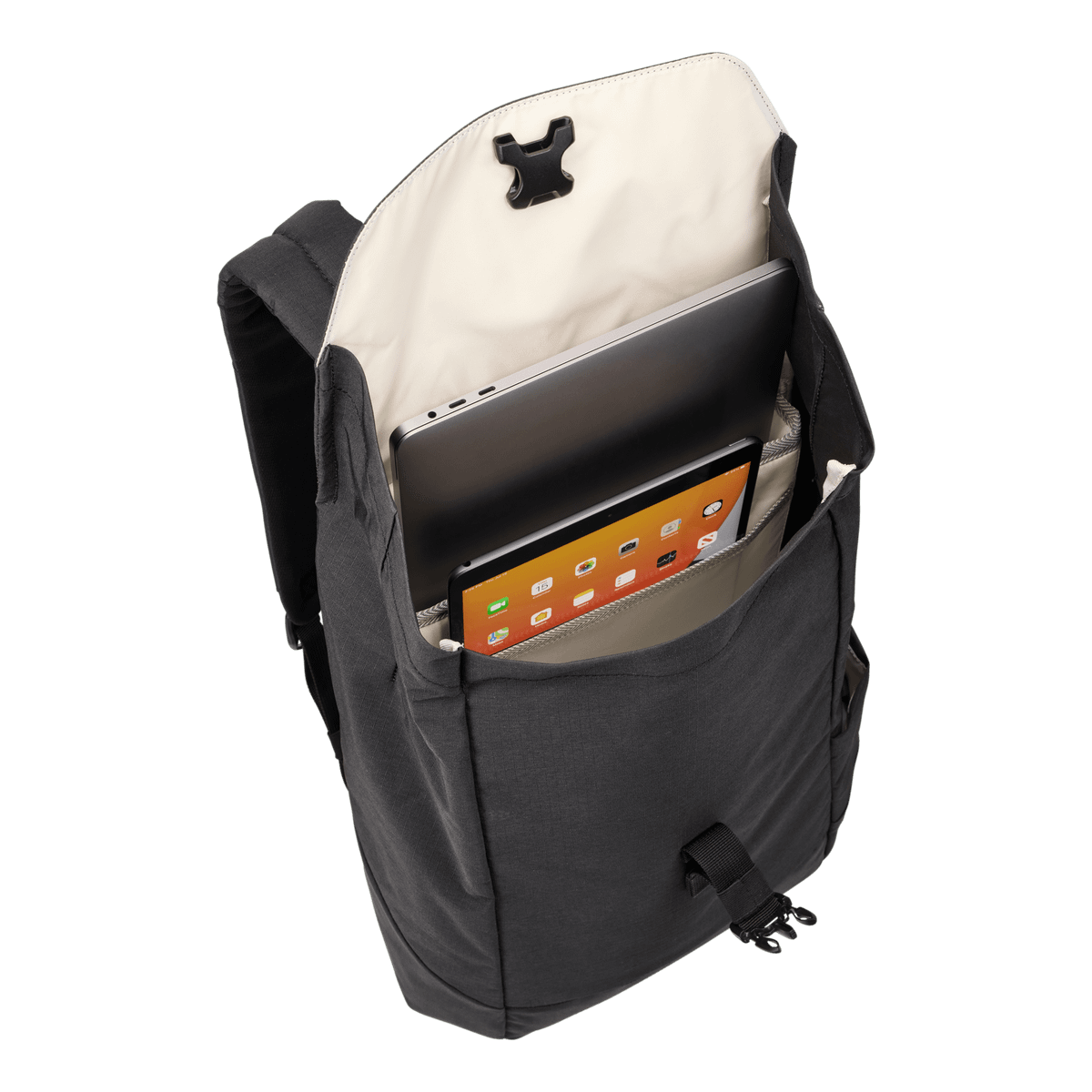 Thule Lithos Backpack 16L in Black — interior view