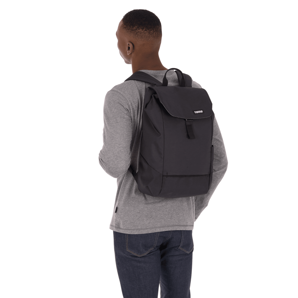 Thule Lithos Backpack 16L in Black — lifestyle