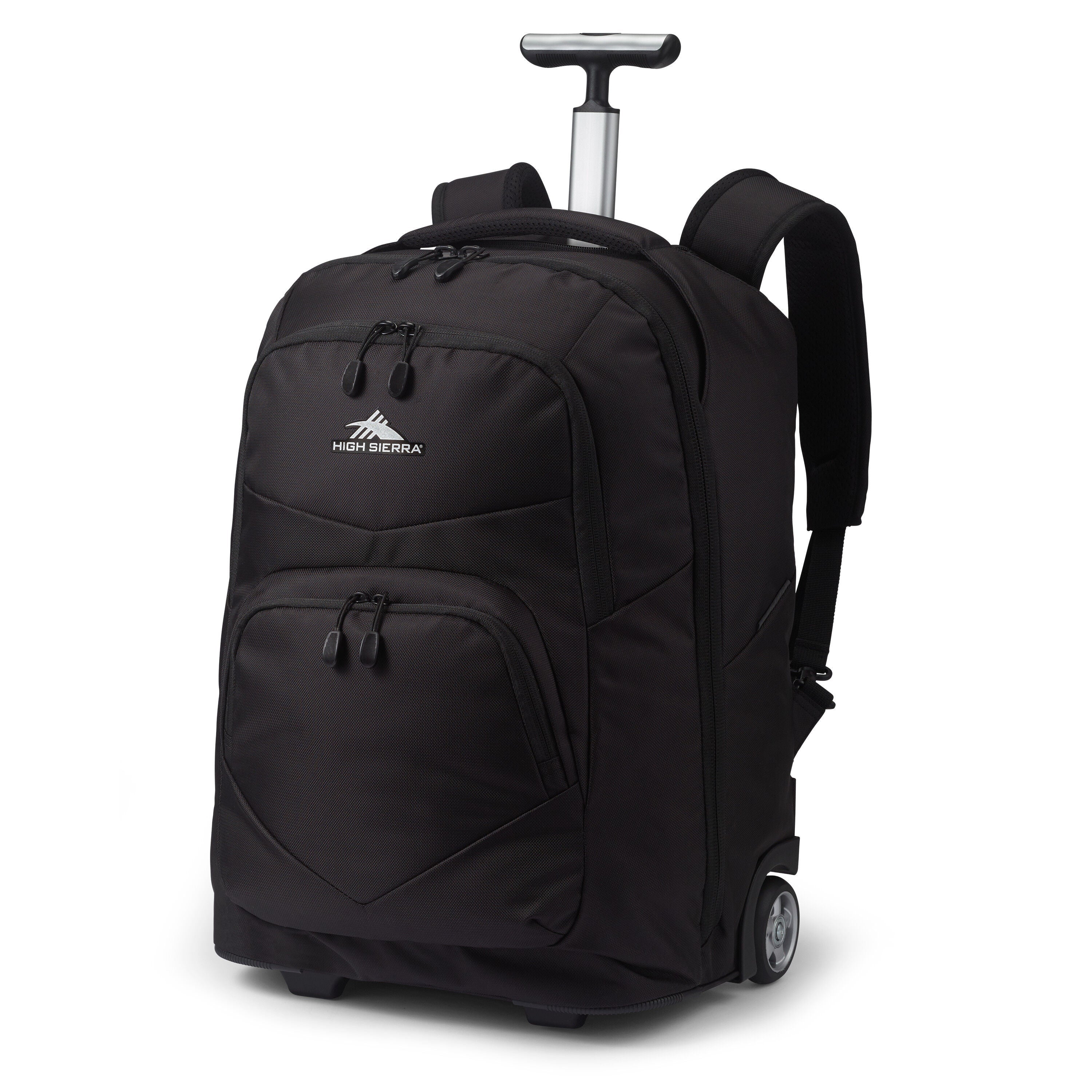 High Sierra Freewheel Pro Wheeled Backpack in Black — front view