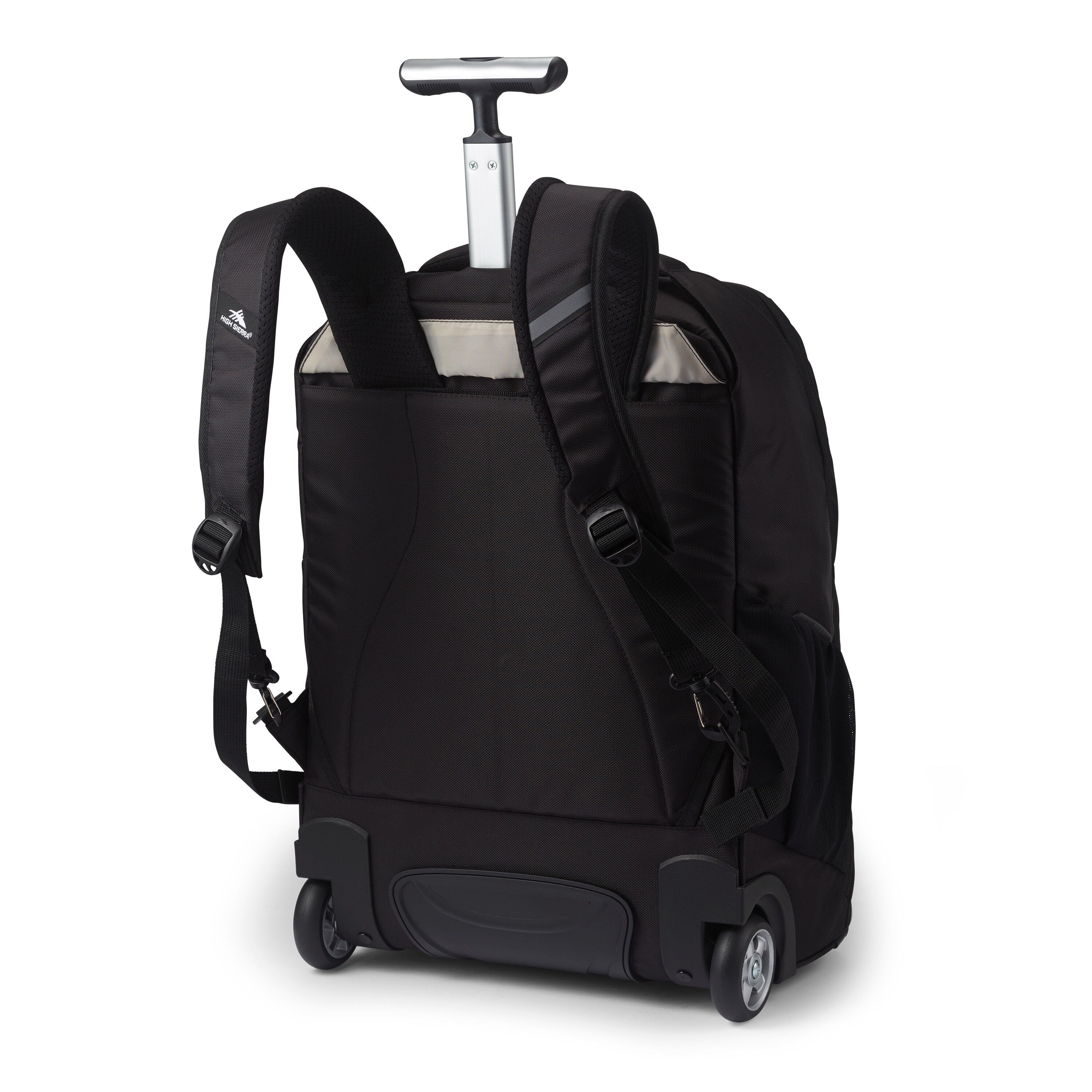 High Sierra Freewheel Pro Wheeled Backpack in Black — back view