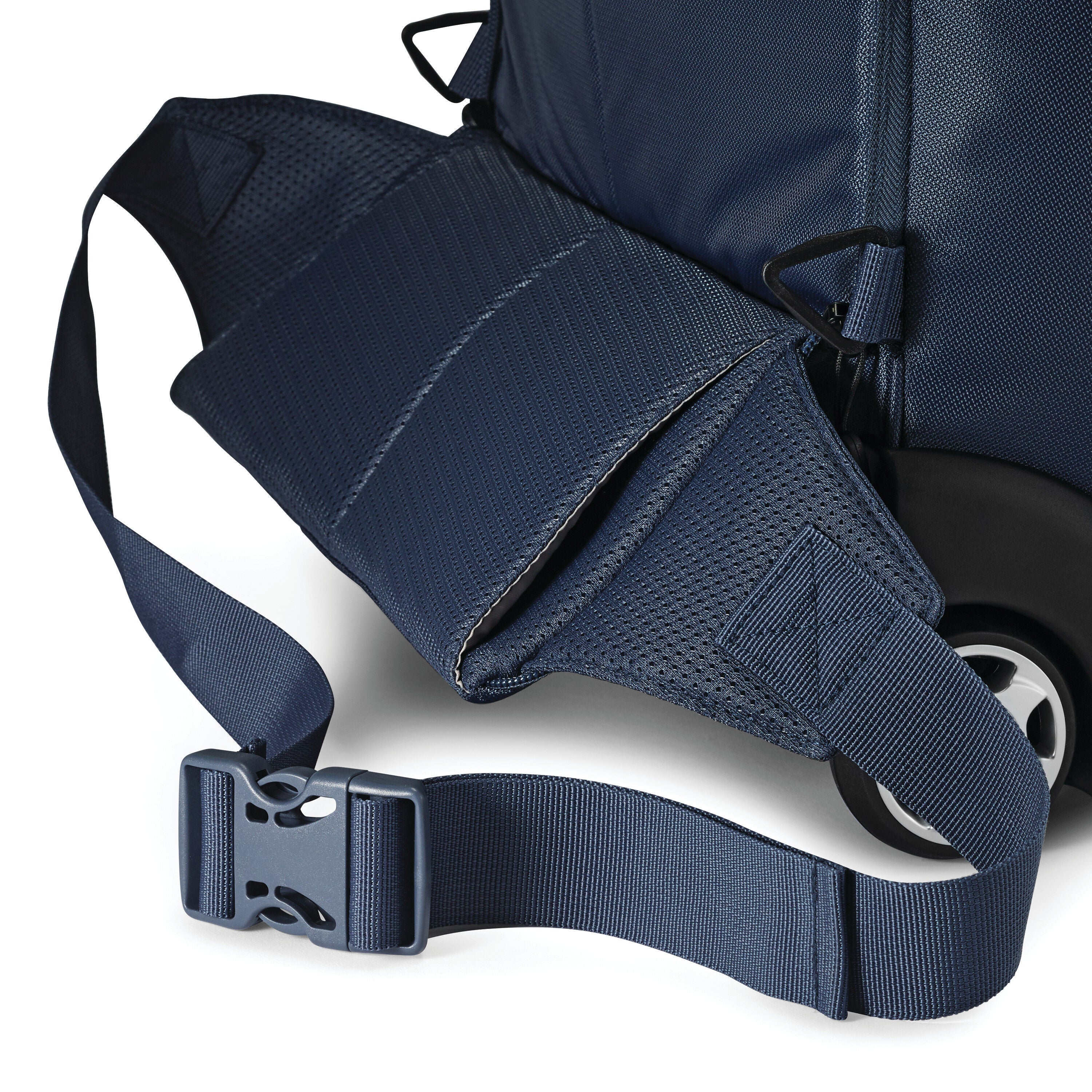 High Sierra Powerglide Pro Wheeled Backpack in Indigo Blue — angle view 2