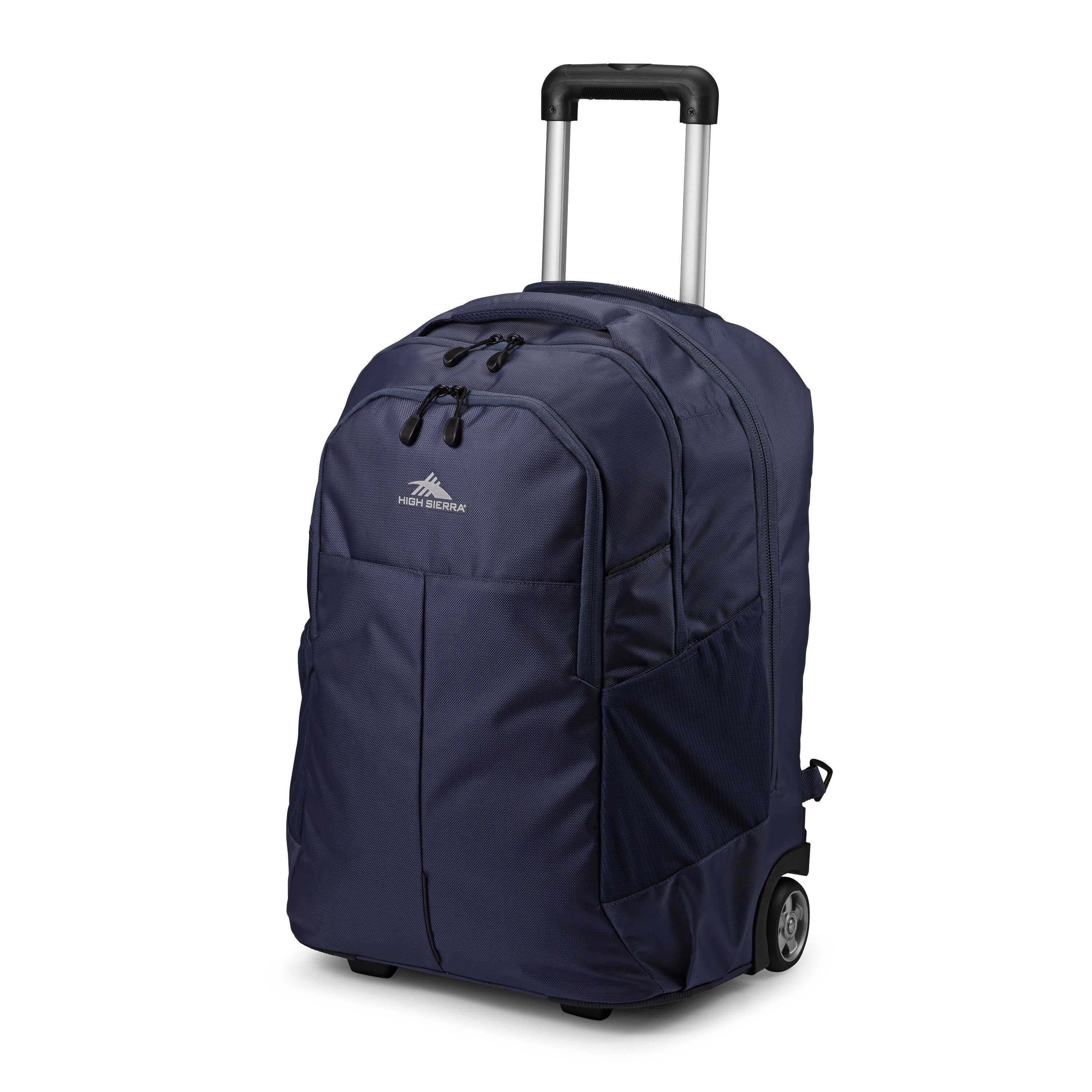 High Sierra Powerglide Pro Wheeled Backpack in Indigo Blue — front view