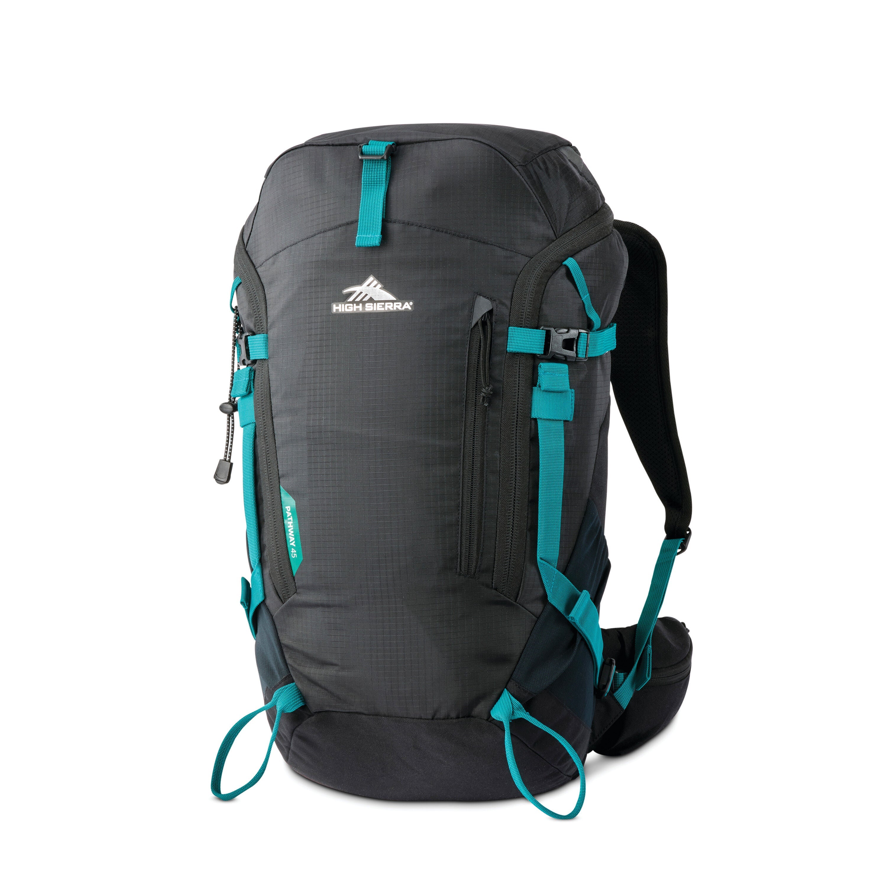 High Sierra Pathway 2.0 45L Backpack in Black — front view