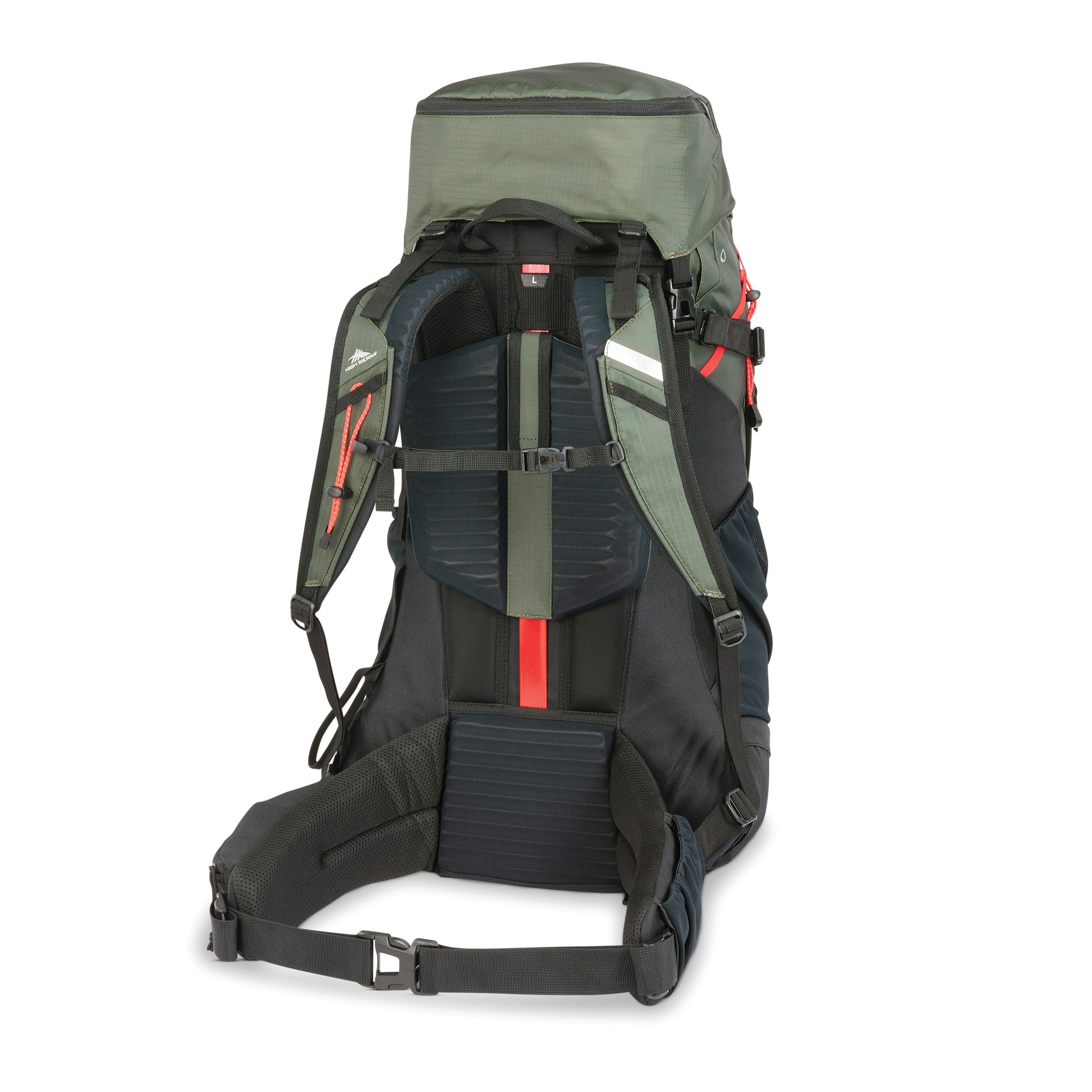 High Sierra Pathway 2.0 60L Backpack in Forest Green Black — back view