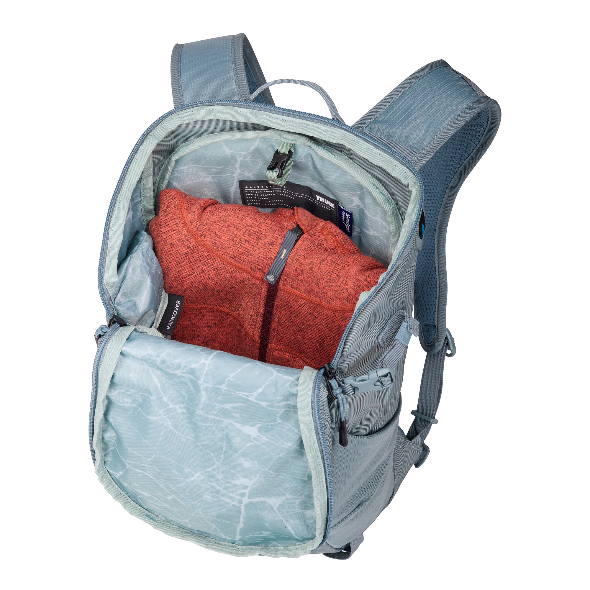 Thule AllTrail Daypack 18L in Pond Blue — interior view # color_Pond Blue