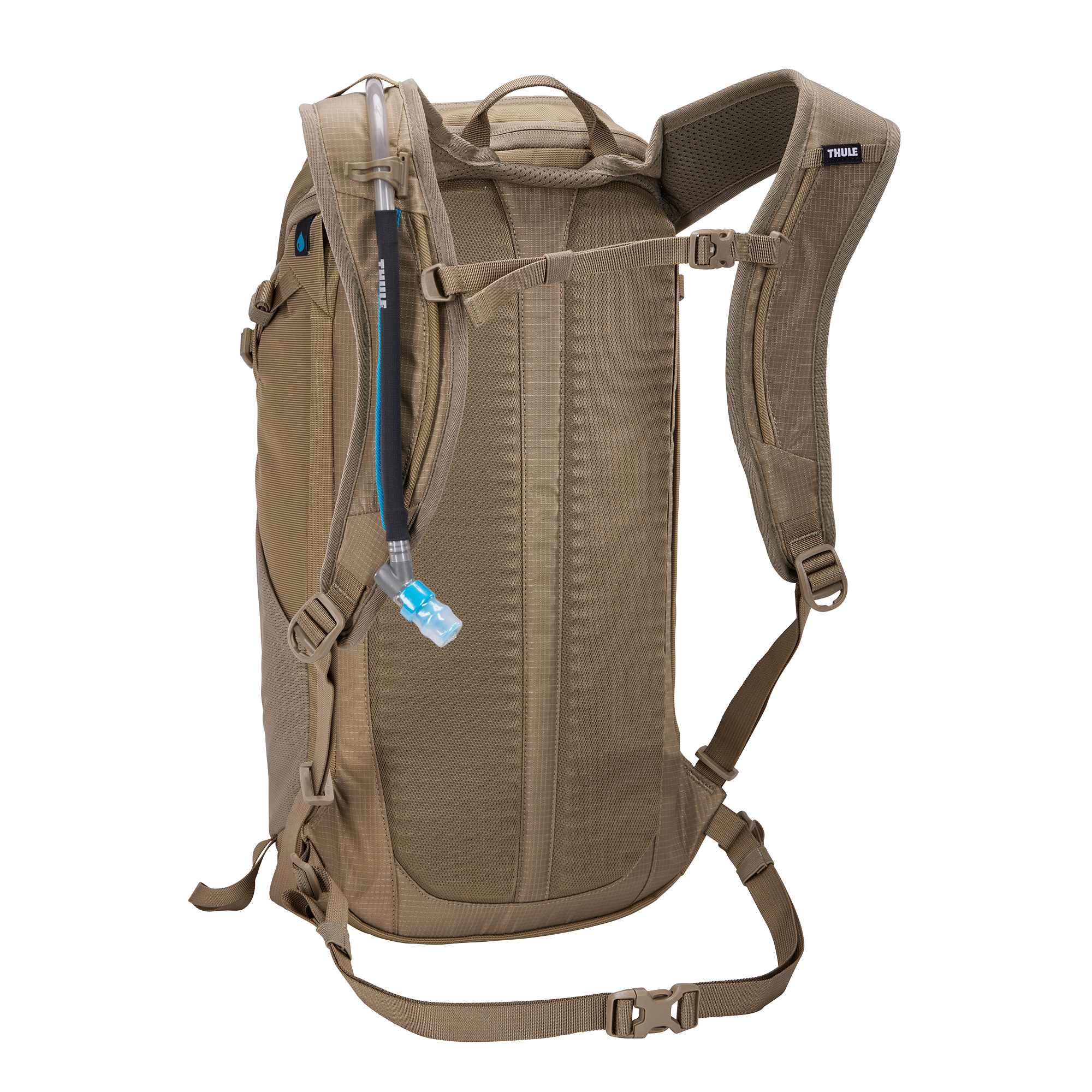 Thule AllTrail Hydration Pack 16L in Faded Khaki — back view # color_Faded Khaki