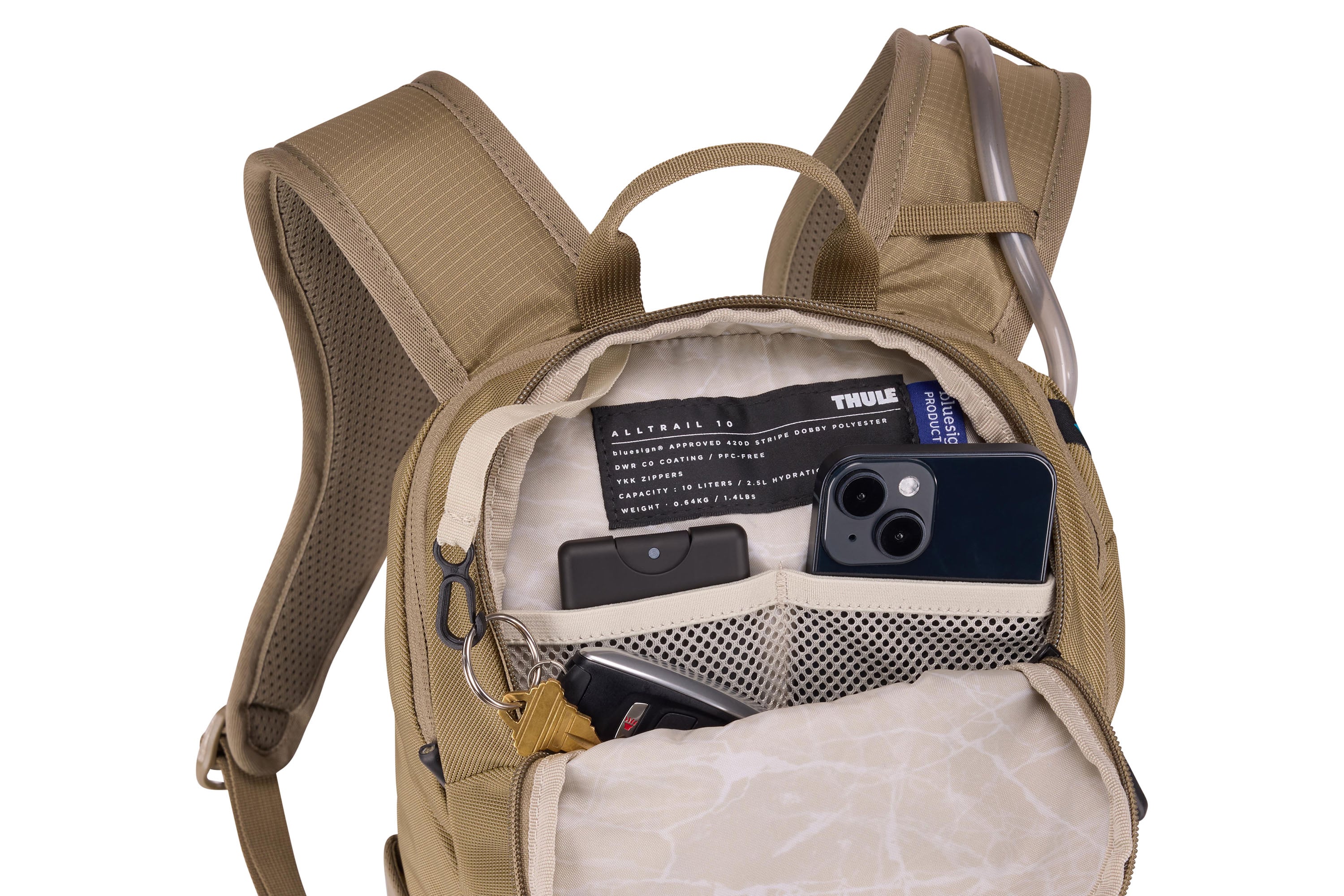 Thule AllTrail Hydration Pack 10L in Faded Khaki — interior view 2 # color_Faded Khaki