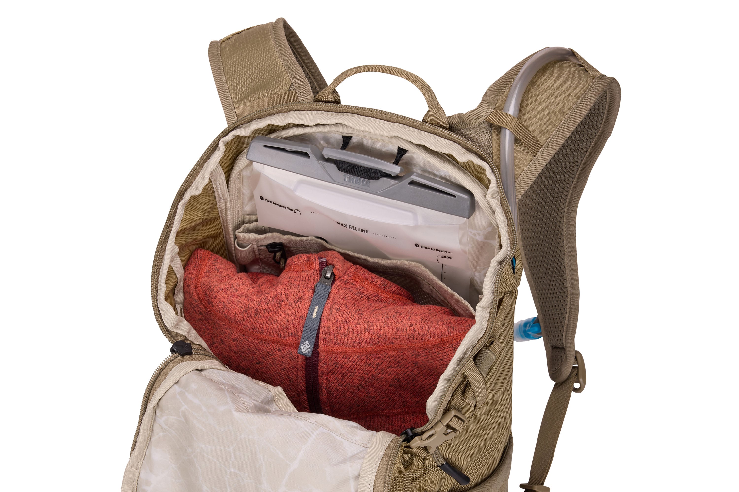 Thule AllTrail Hydration Pack 16L in Faded Khaki — interior view # color_Faded Khaki