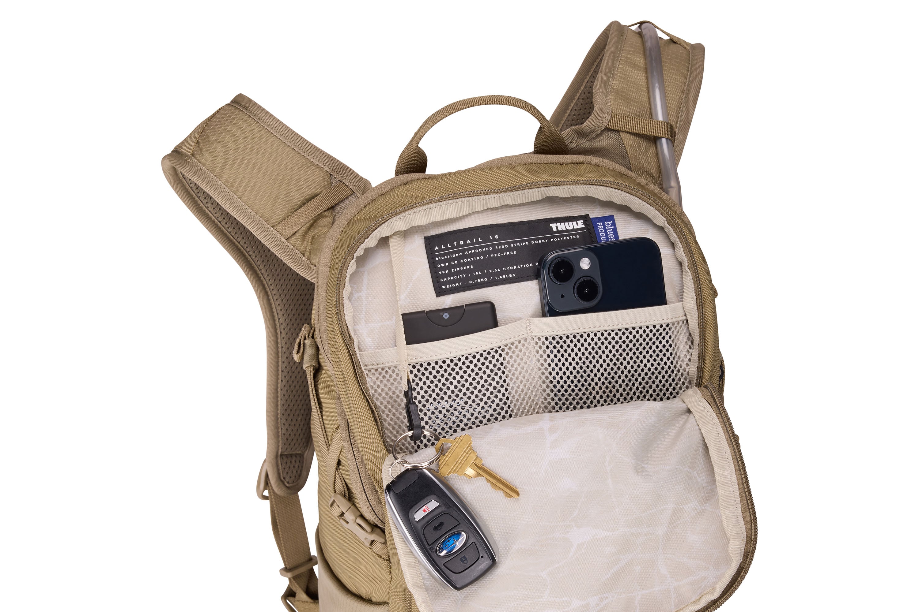 Thule AllTrail Hydration Pack 16L in Faded Khaki — interior view 2 # color_Faded Khaki