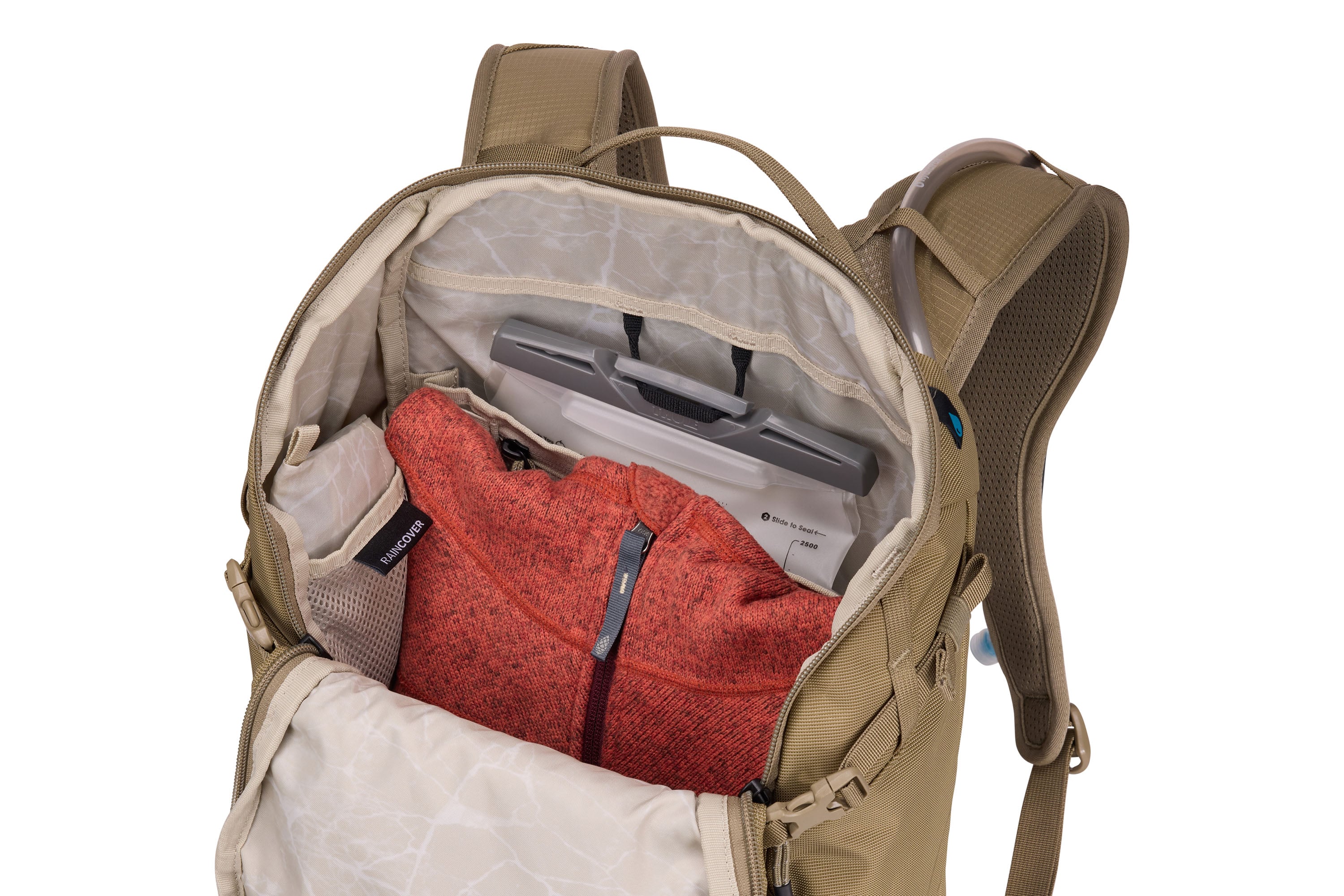 Thule AllTrail Hydration Pack 22L in Faded Khaki — interior view # color_Faded Khaki