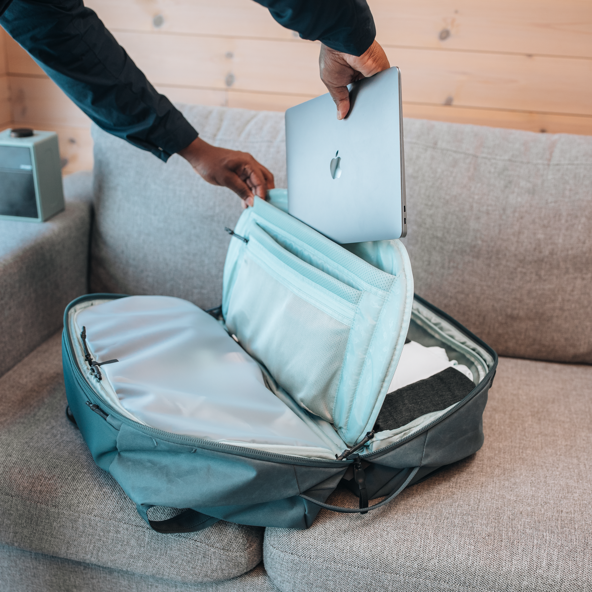 Thule Aion Duffel Bag 35L in Dark Slate — lifestyle 3 # color_Dark Slate