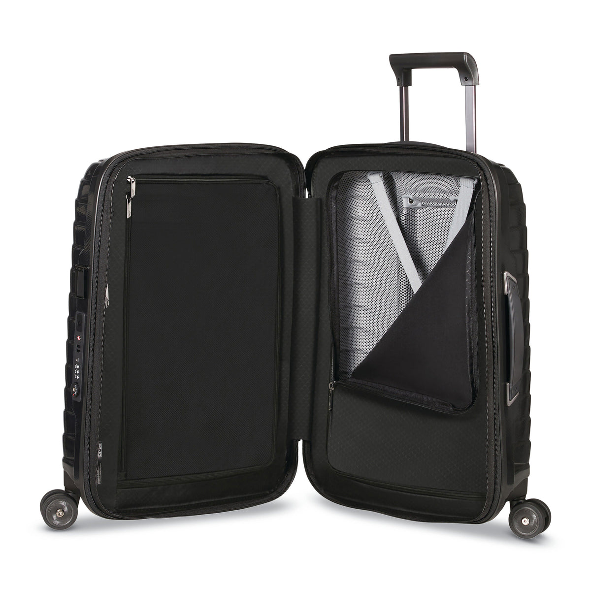 Samsonite Proxis Global Carry-On Spinner in Black — interior view