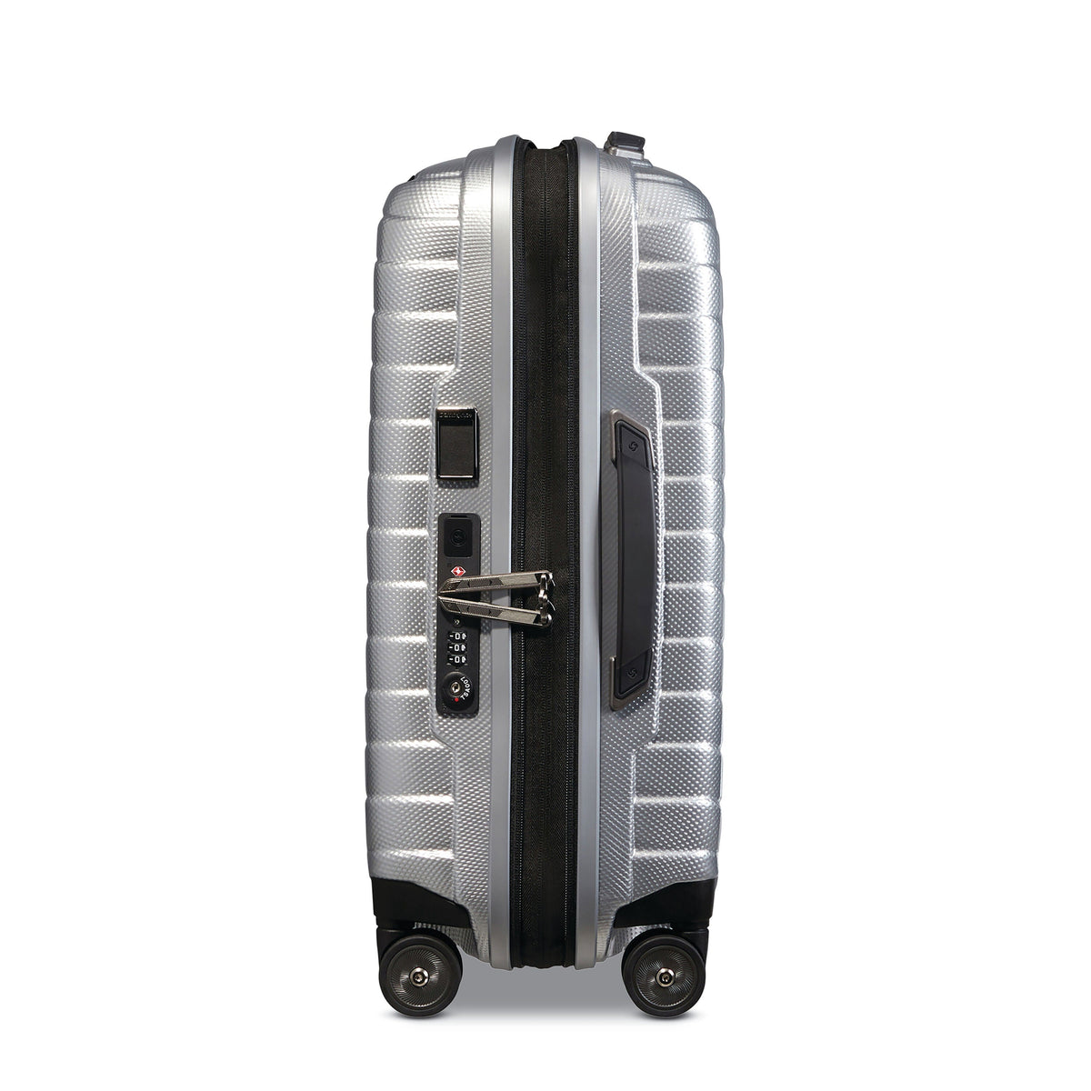 Samsonite Proxis Global Carry-On Spinner in Silver — detail view