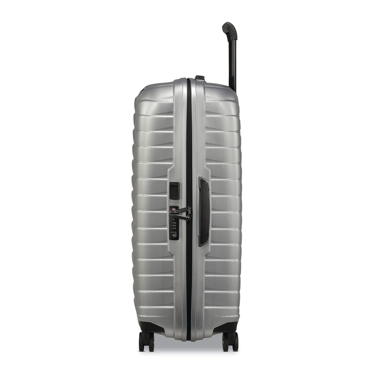 Samsonite Proxis Large Spinner in Silver — side view