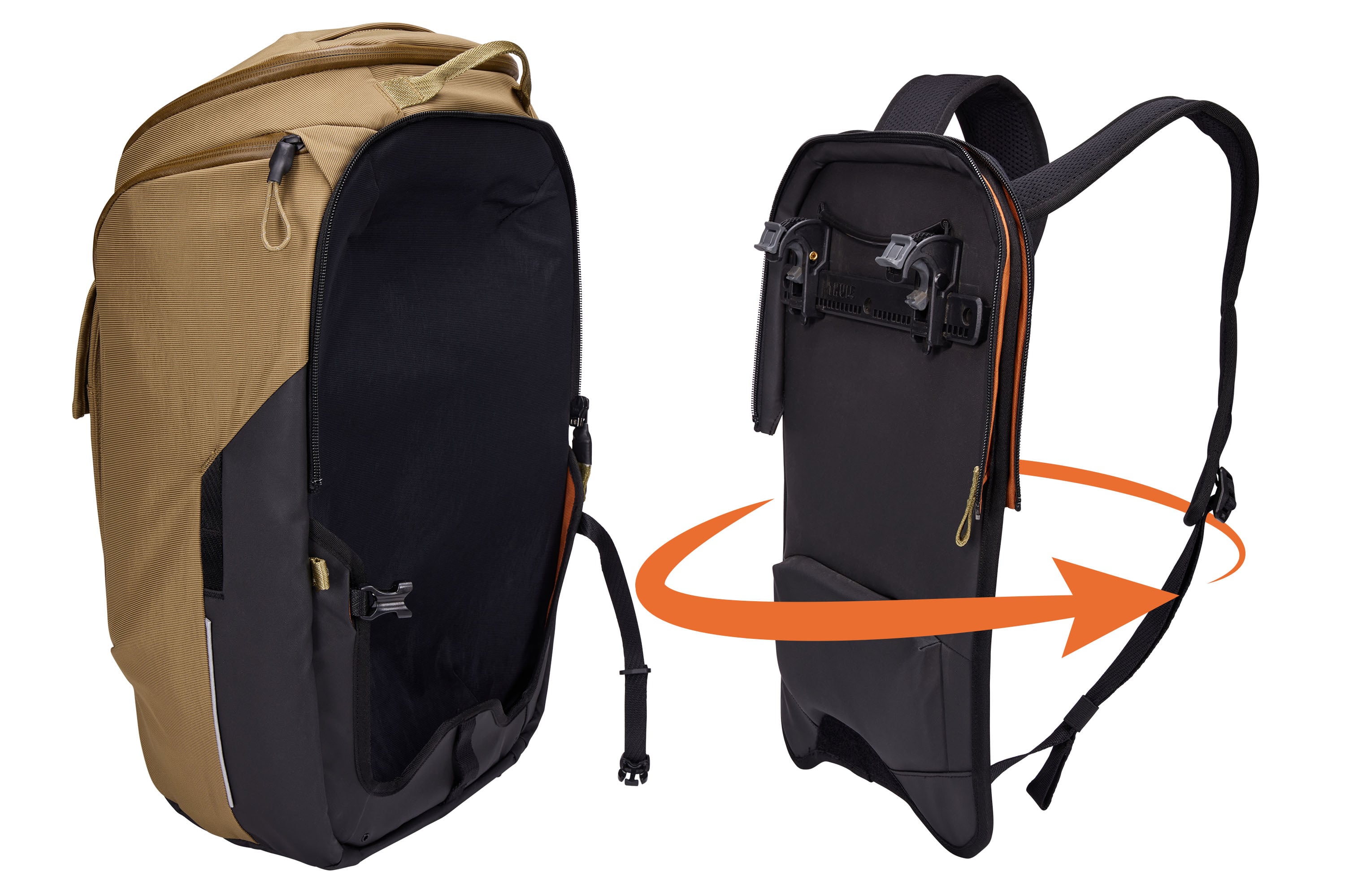 Thule Paramount Hybrid Pannier 26L in Nutria Brown — angle view 5 # color_Nutria Brown
