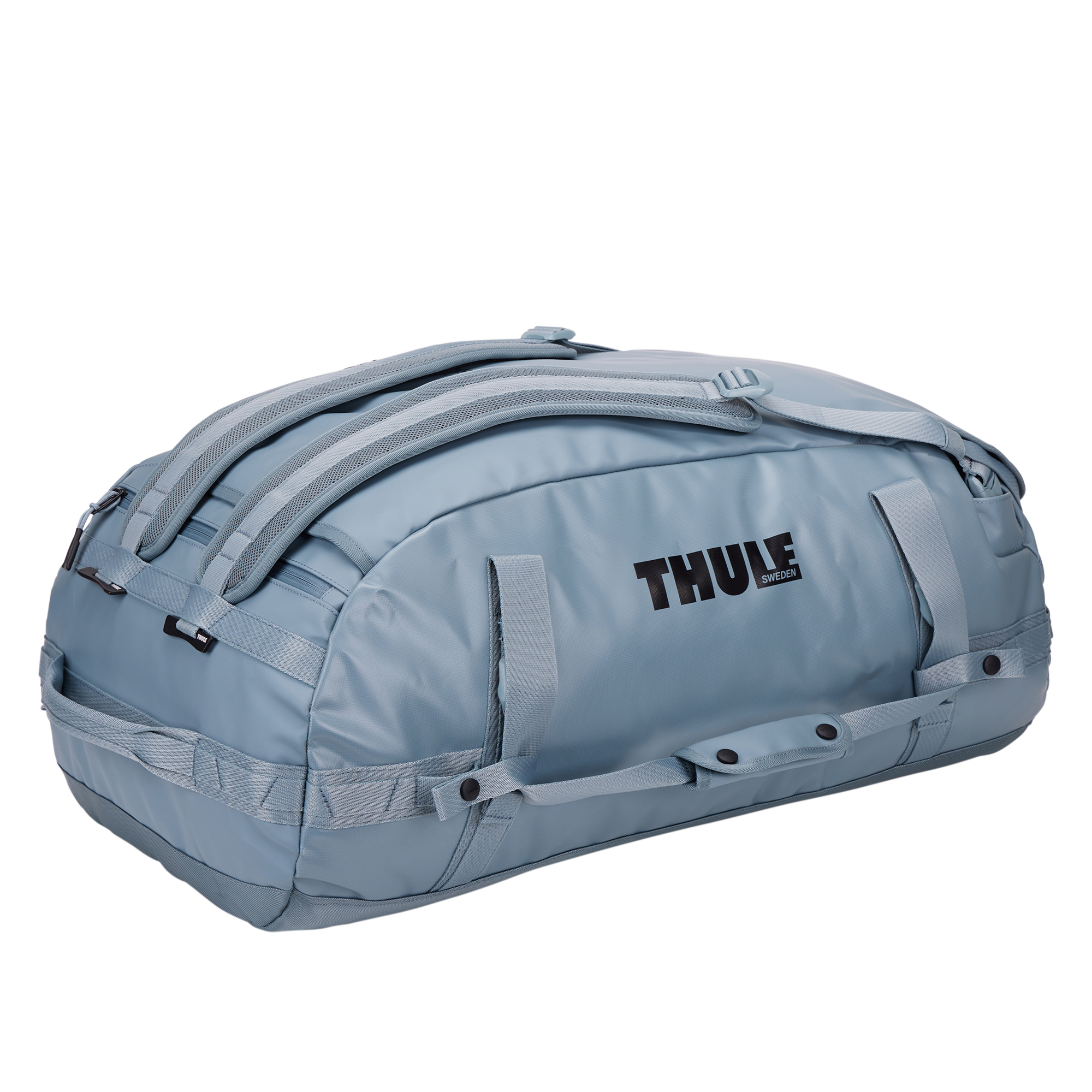 Thule Chasm 70L Duffel in Pond Gray — angle view 3 # color_Pond Gray