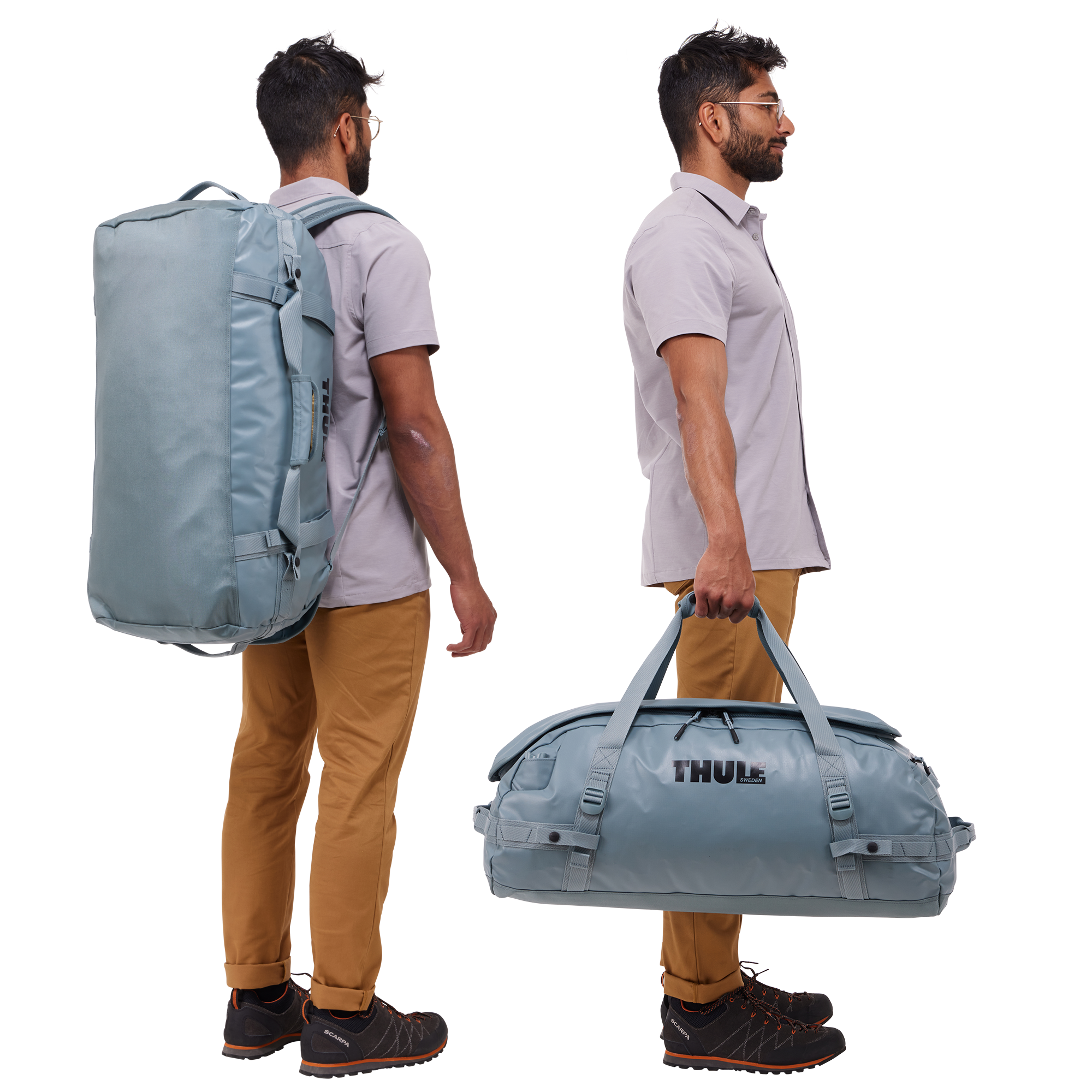 Thule Chasm 70L Duffel in Pond Gray — lifestyle # color_Pond Gray