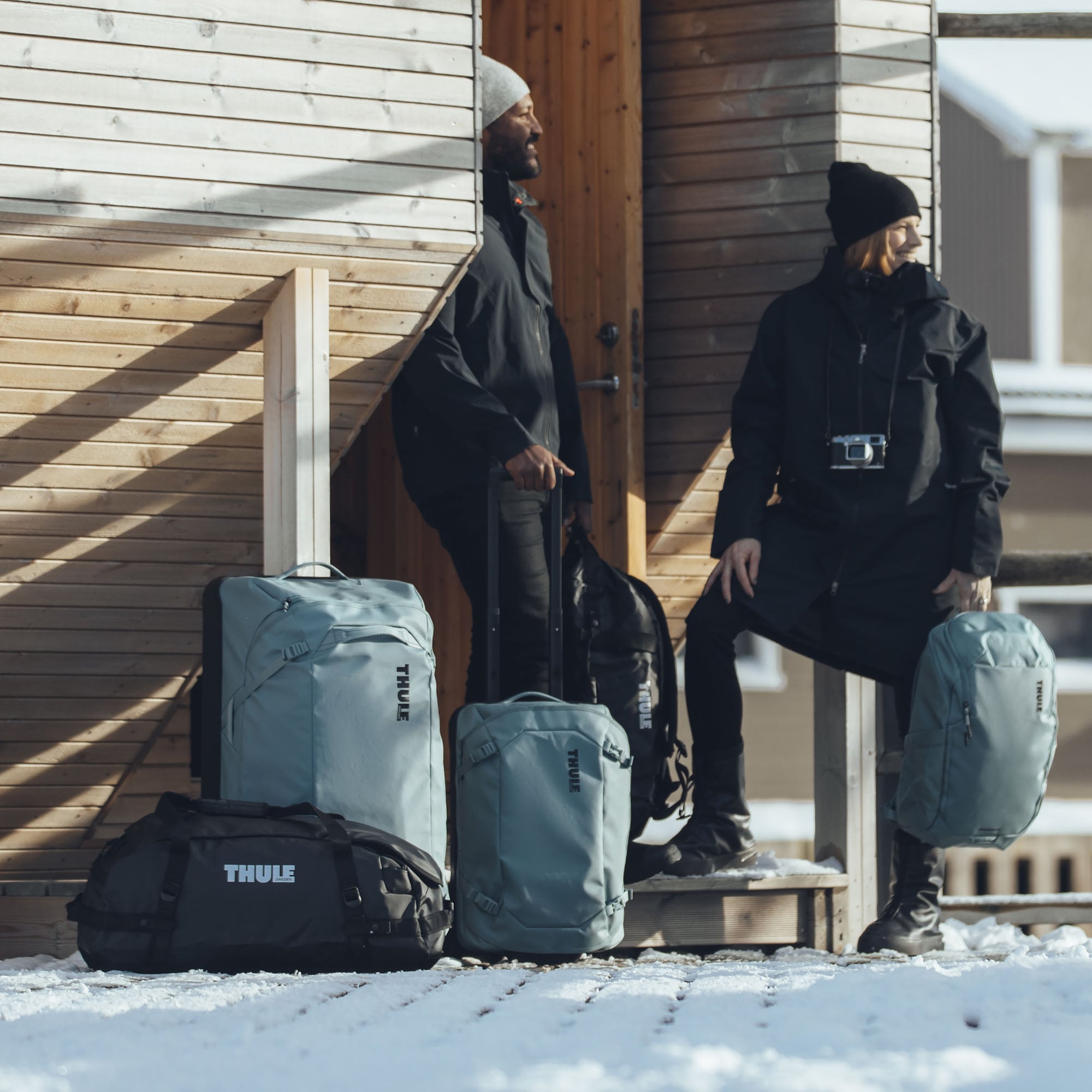 Thule Chasm 30L Duffel in Pond Gray — lifestyle 3 # color_Pond Gray