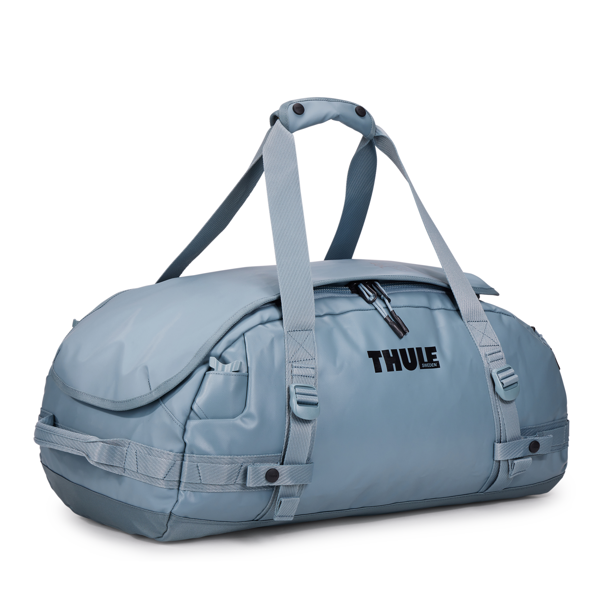Thule Chasm 40L Duffel in Pond Gray — angle view 2 # color_Pond Gray