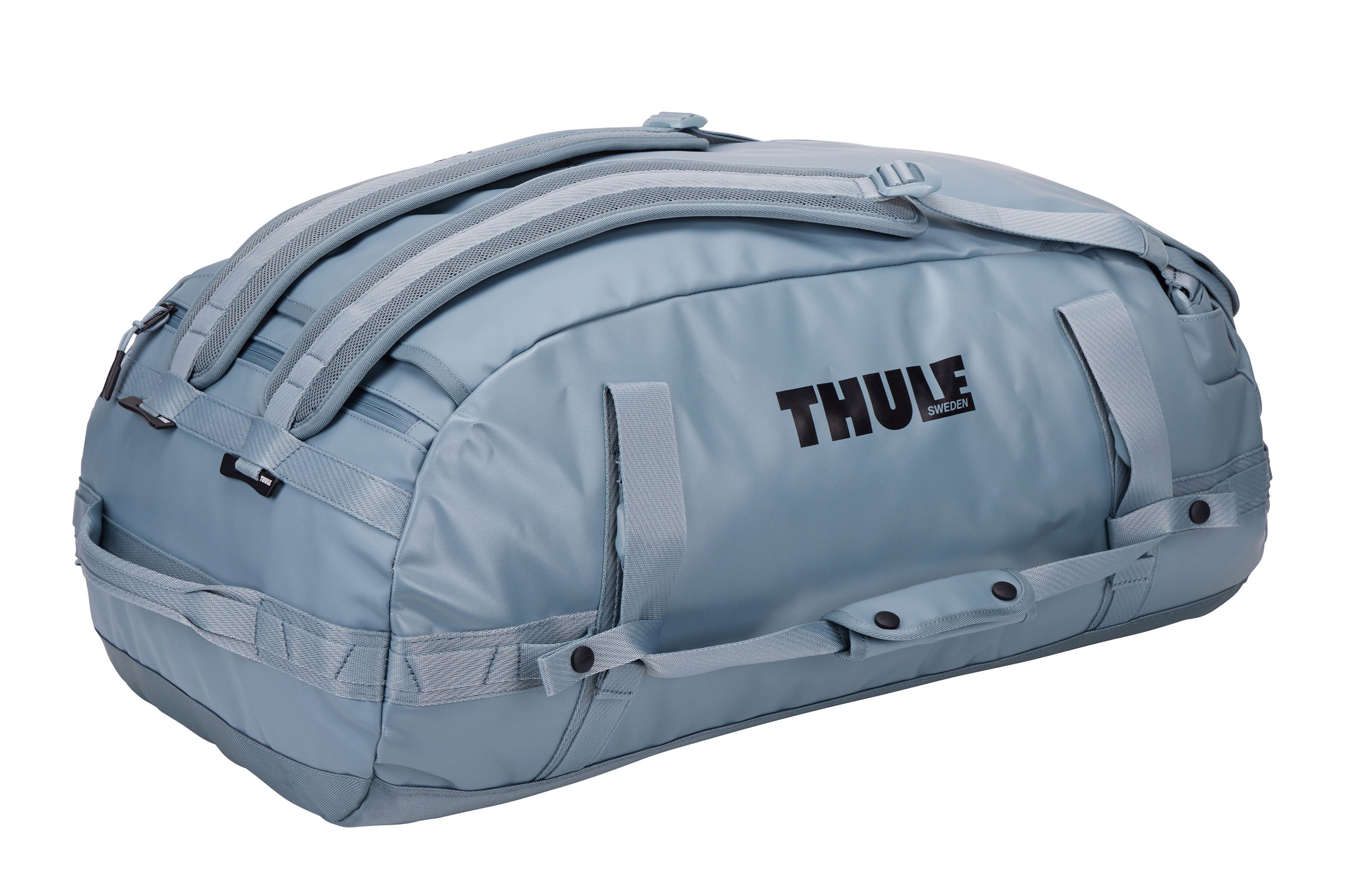 Thule Chasm 70L Duffel in Pond Gray — angle view 4 # color_Pond Gray