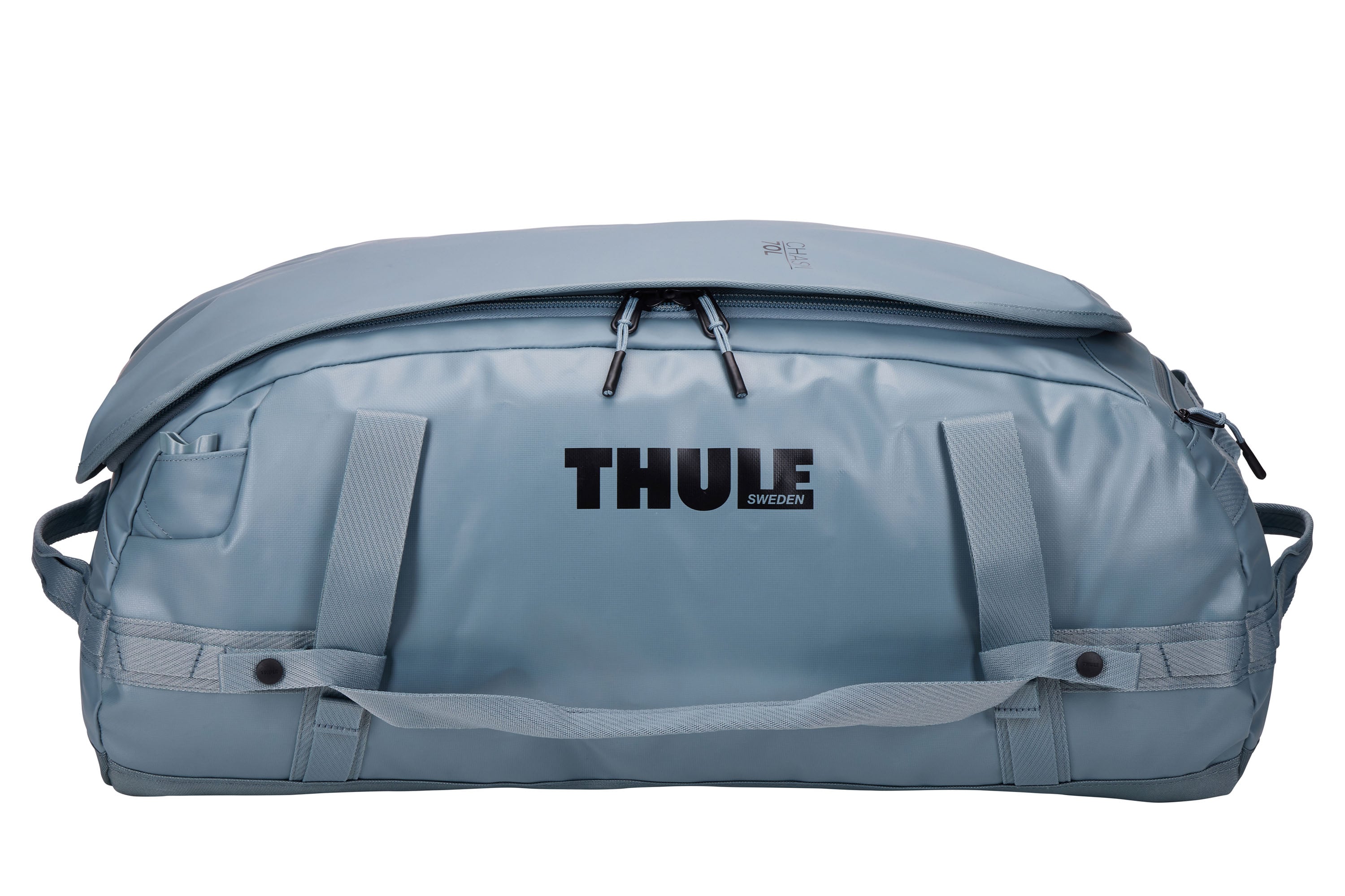 Thule Chasm 70L Duffel in Pond Gray — angle view 5 # color_Pond Gray