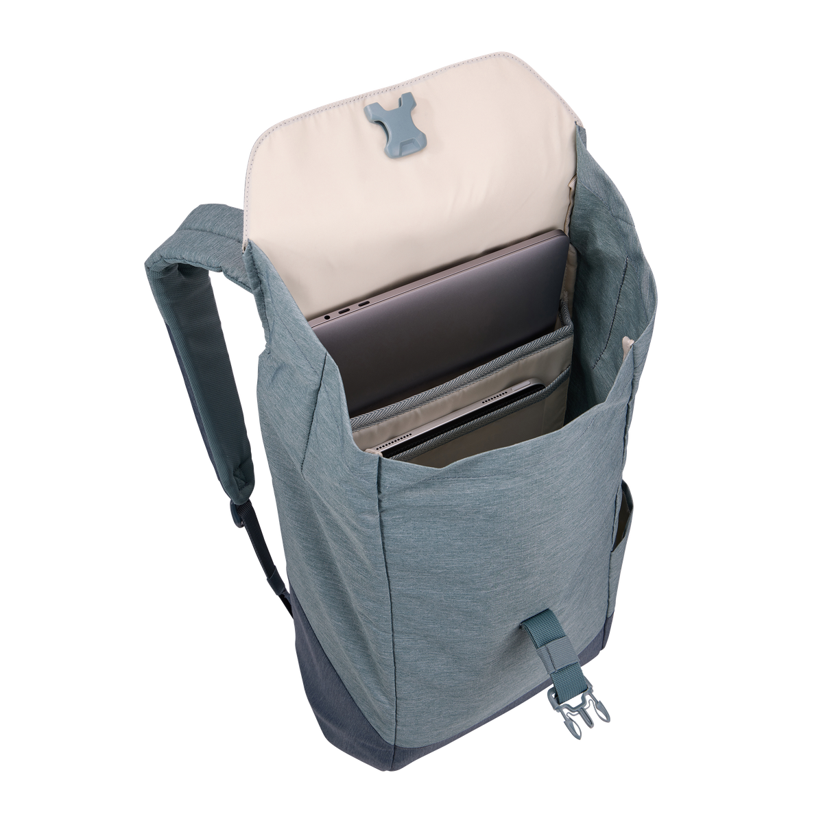 Thule Lithos Backpack 16L in Pond Gray/ Dark Slate — interior view