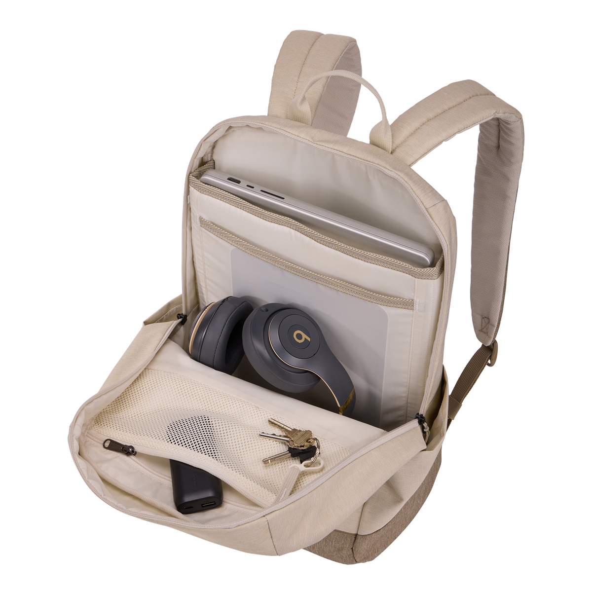 Thule Lithos Backpack 20L in Pelican Gray/ Faded Khaki — interior view
