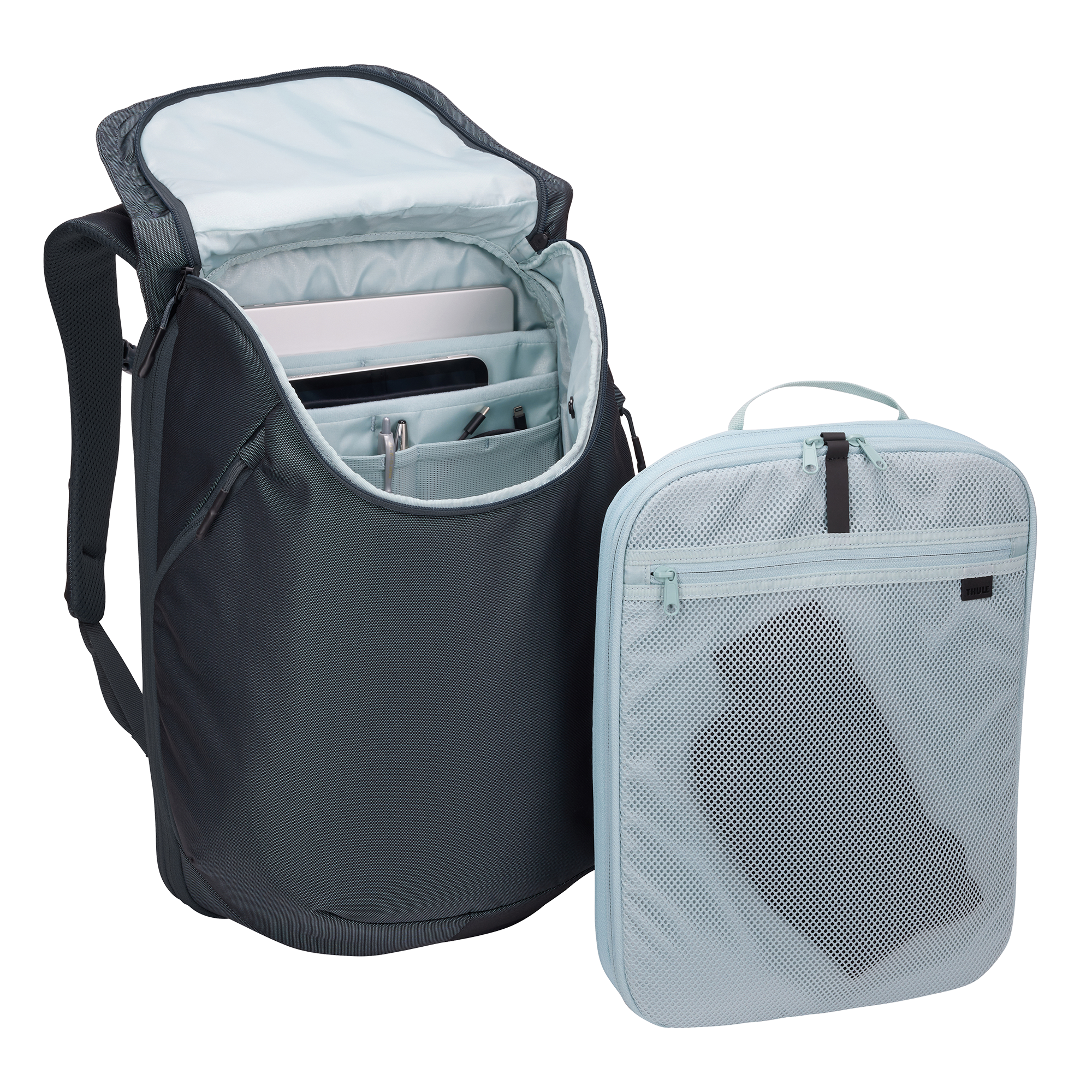 Thule Subterra Travel Backpack 26L in Dark Slate — interior view # color_Dark Slate