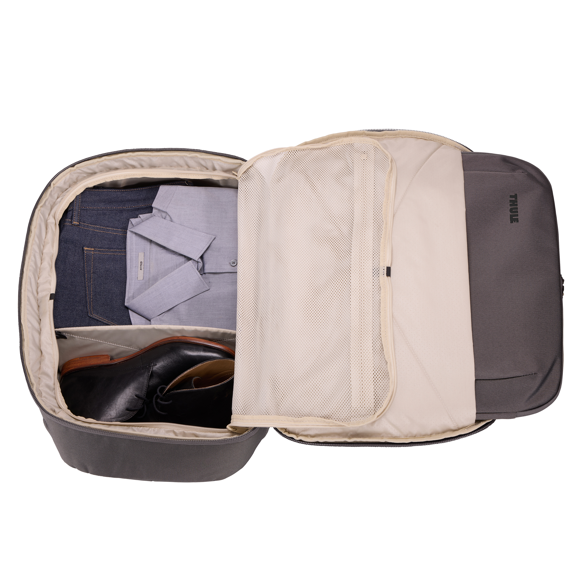 Thule Subterra Convertible Carry-on in Vetiver Gray — interior view # color_Vetiver Gray