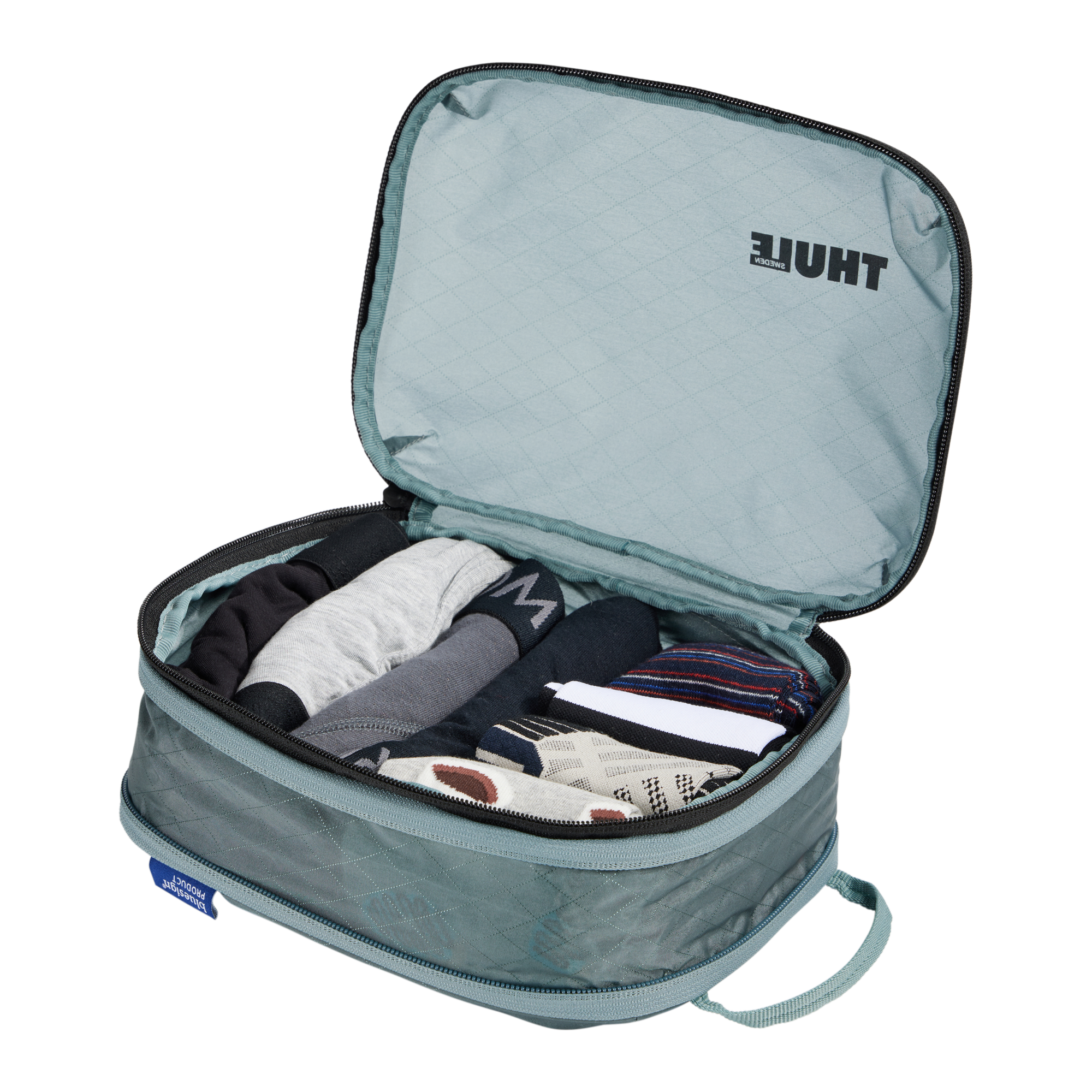 Thule Compression Packing Cube Small in Pond Gray — interior view # color_Pond Gray