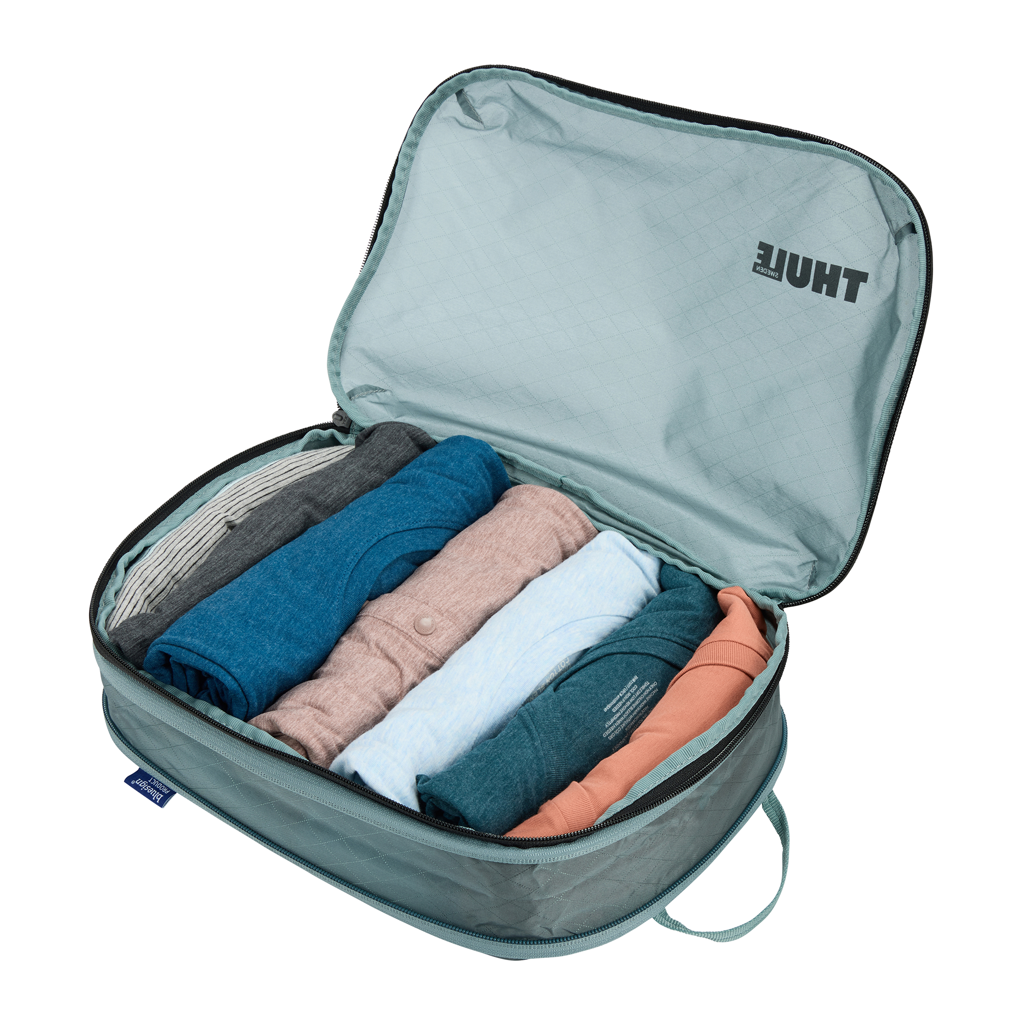 Thule Compression Packing Cube Medium in Pond Gray — interior view # color_Pond Gray