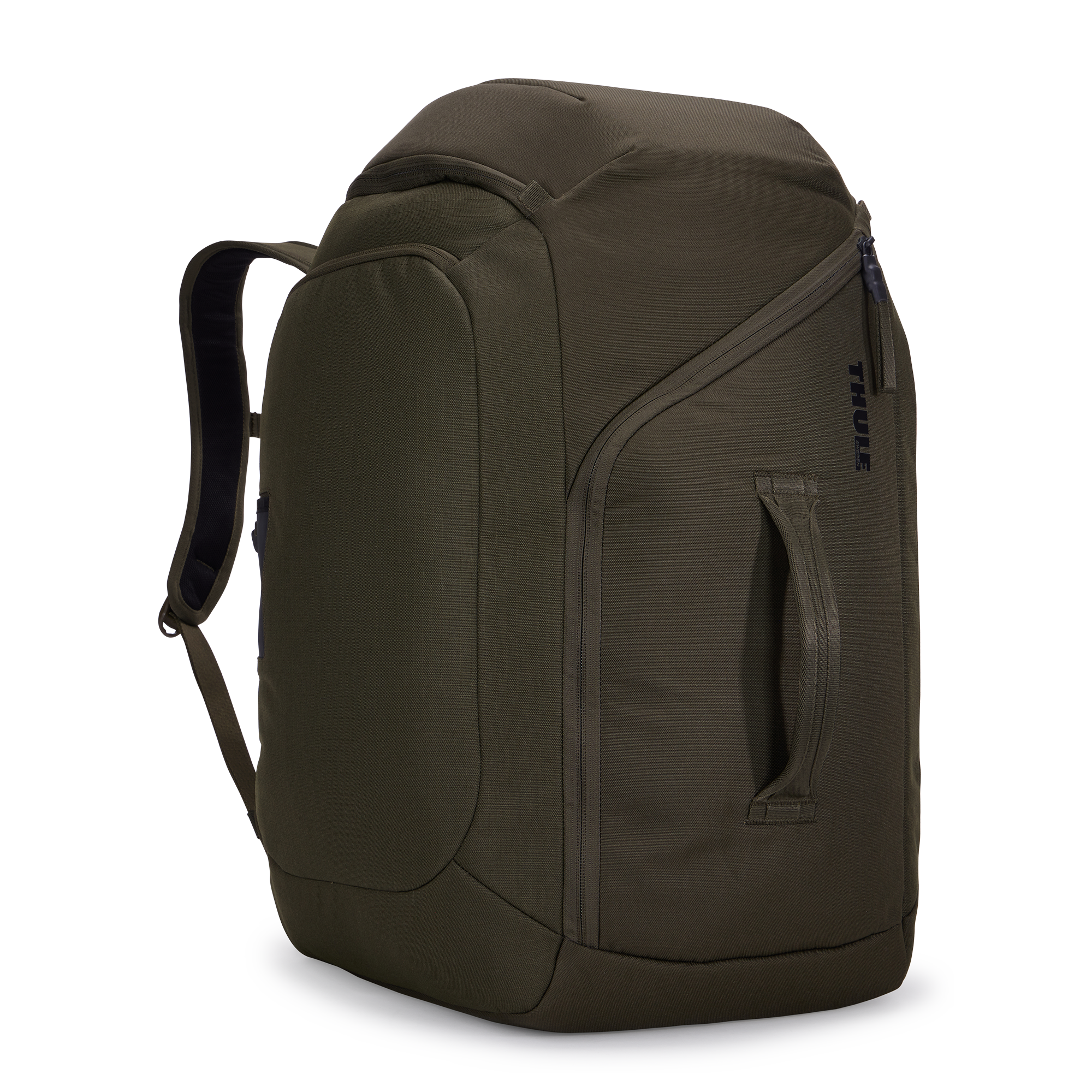 Thule RoundTrip Boot Backpack 60L in Deep Khaki — front view # color_Deep Khaki