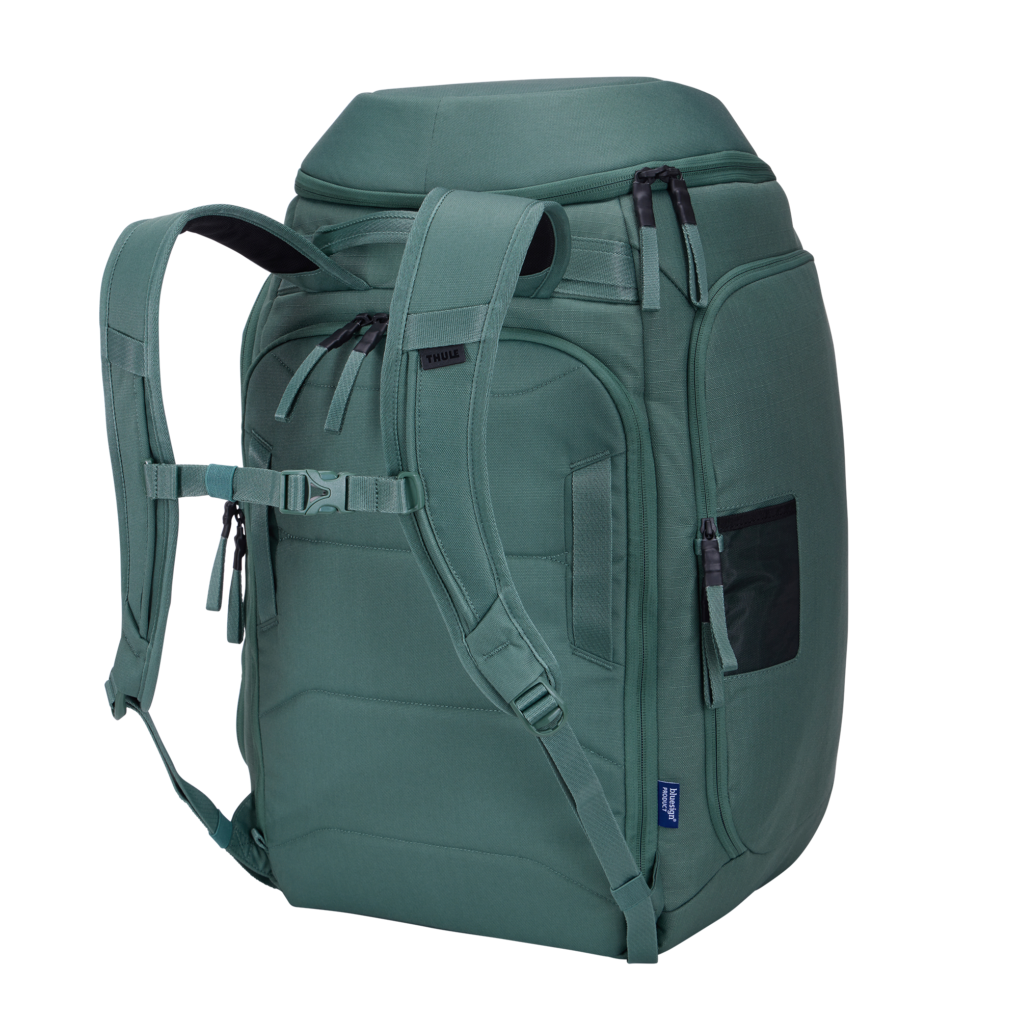 Thule RoundTrip Boot Backpack 60L in Hazy Green — back view # color_Hazy Green