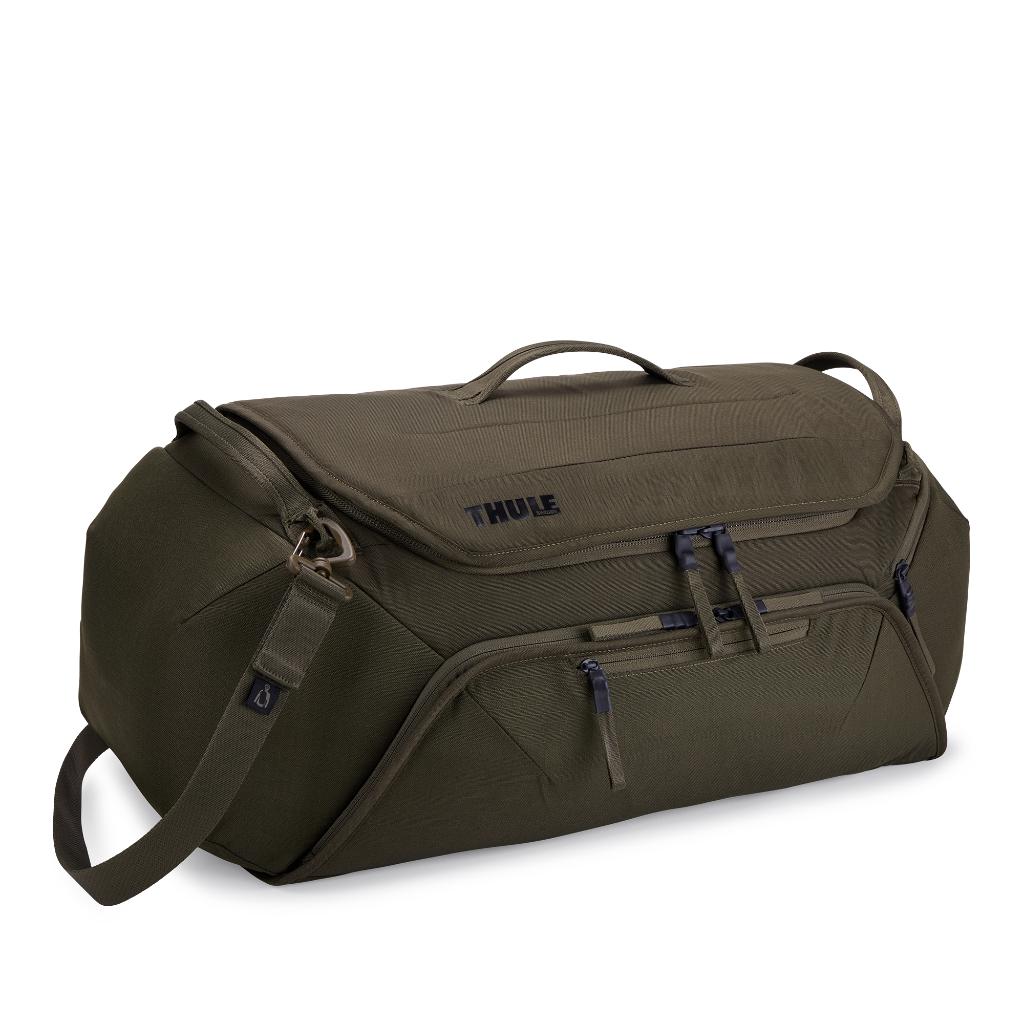 Thule RoundTrip Bike Duffel 55L in Deep Khaki — front view # color_Deep Khaki