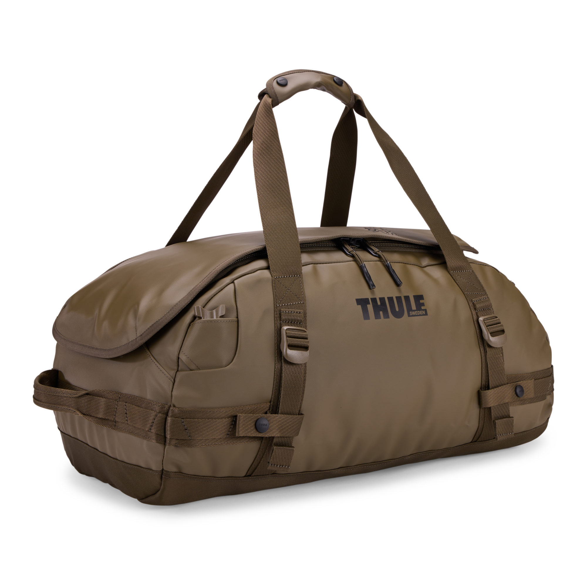Thule Chasm 40L Duffel in Deep Khaki — front view # color_Deep Khaki