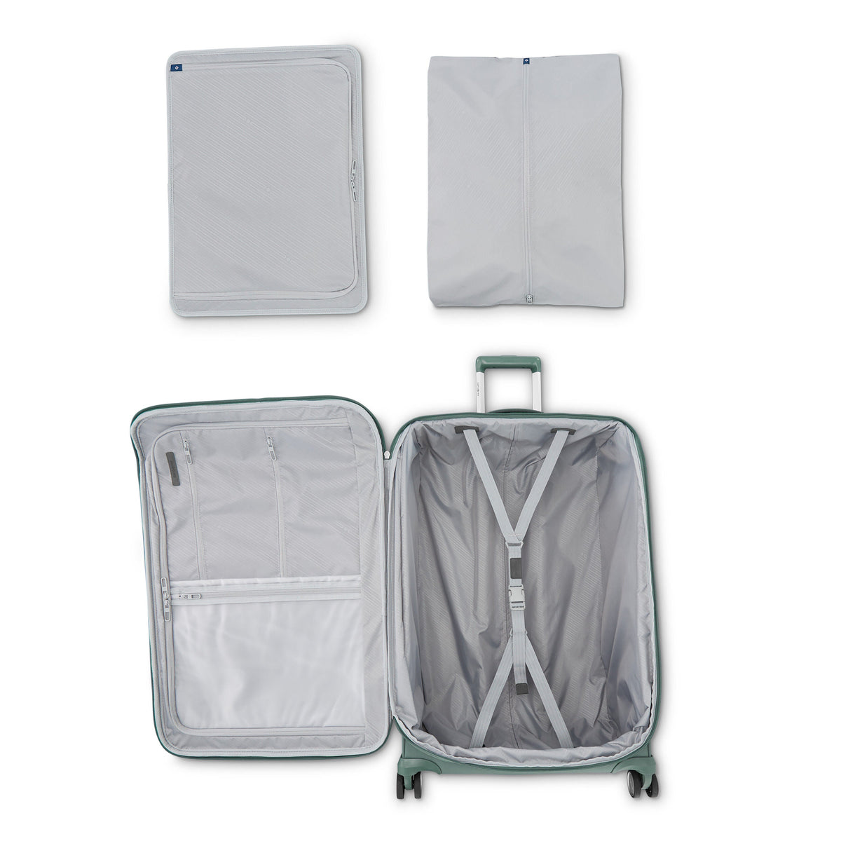 Samsonite Elevation Plus Softside Large Expandable Spinner in Cypress Green — interior view 2