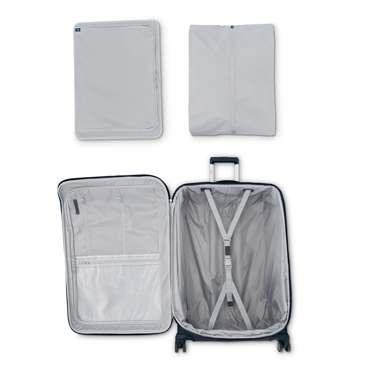 Samsonite Elevation Plus Softside Large Expandable Spinner in Midnight Blue — interior view
