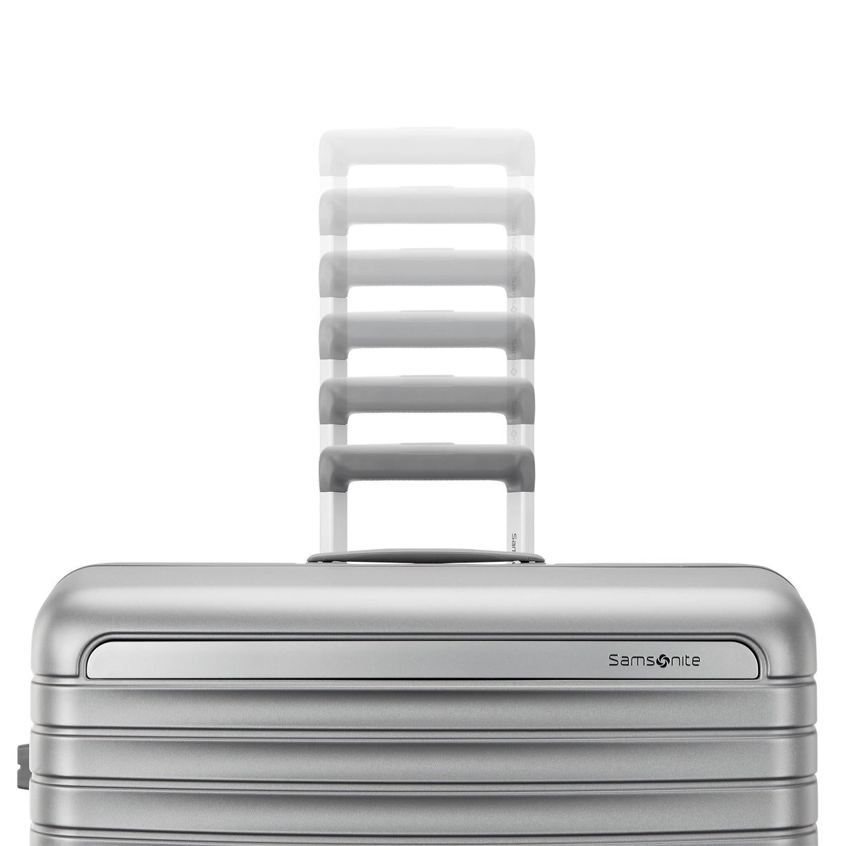 Samsonite Framelock Max Large Spinner in Glacial Silver — detail view