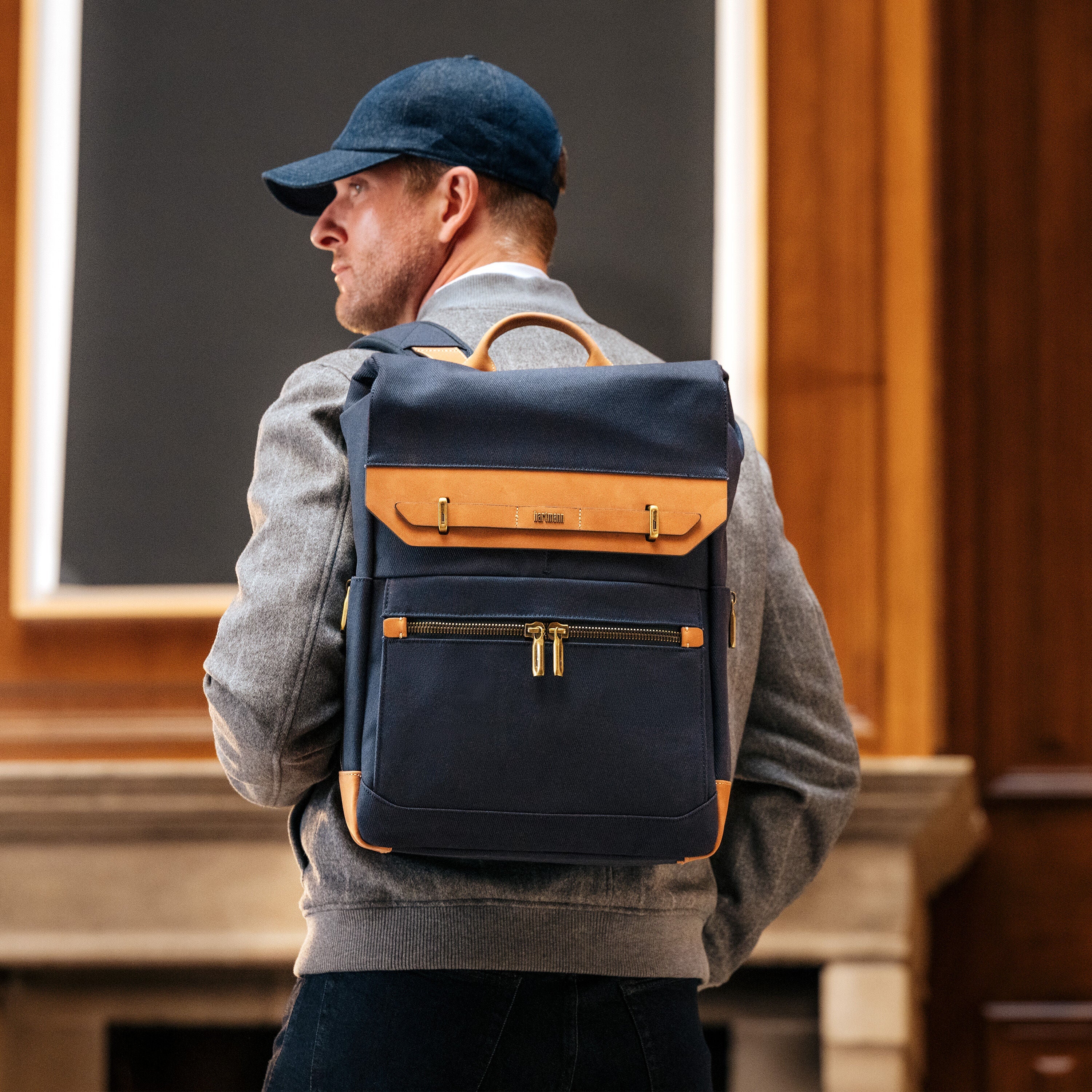 Hartmann Reserve Backpack in Midnight Navy — angle view 5