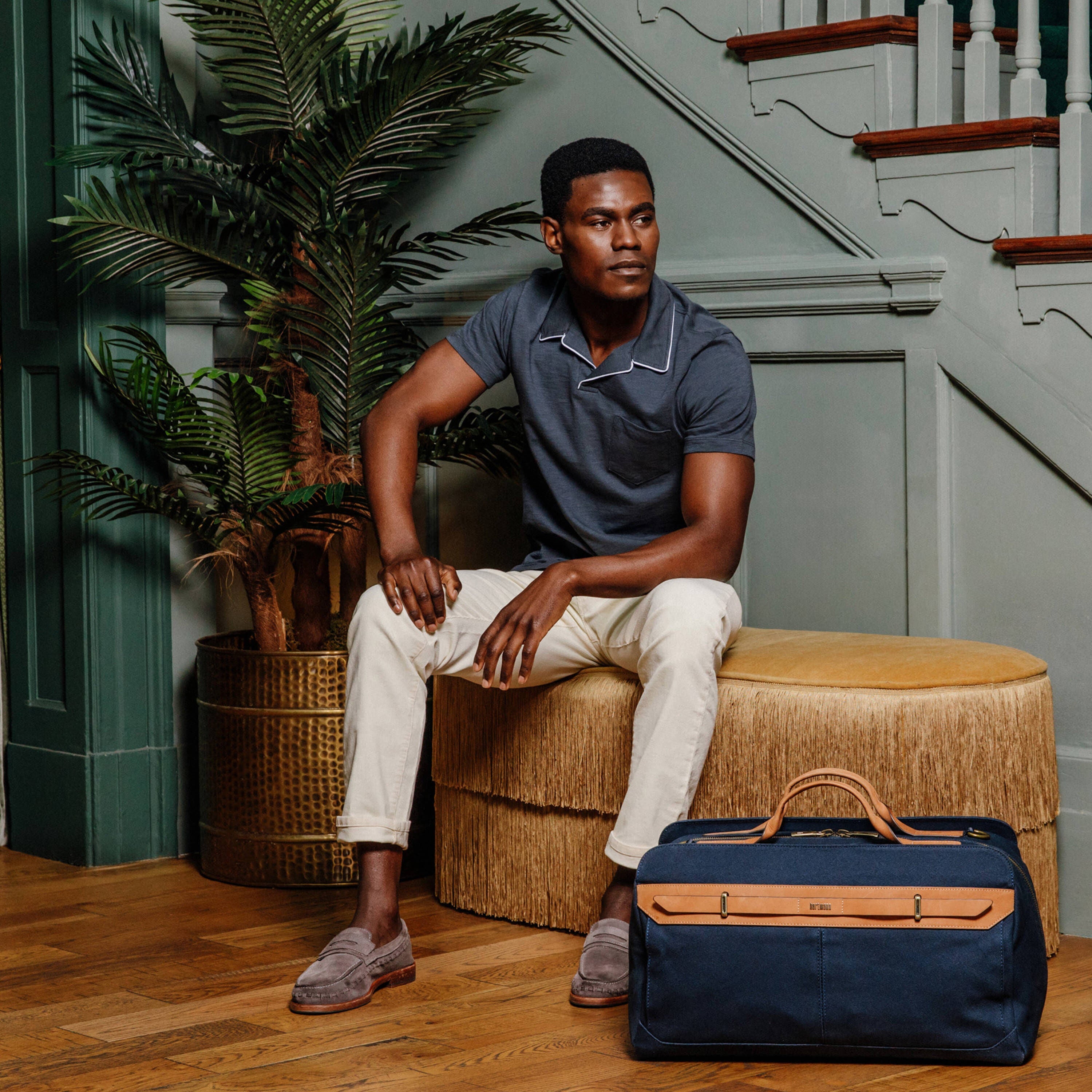 Hartmann Reserve Weekender Duffel in Midnight Navy — angle view 5