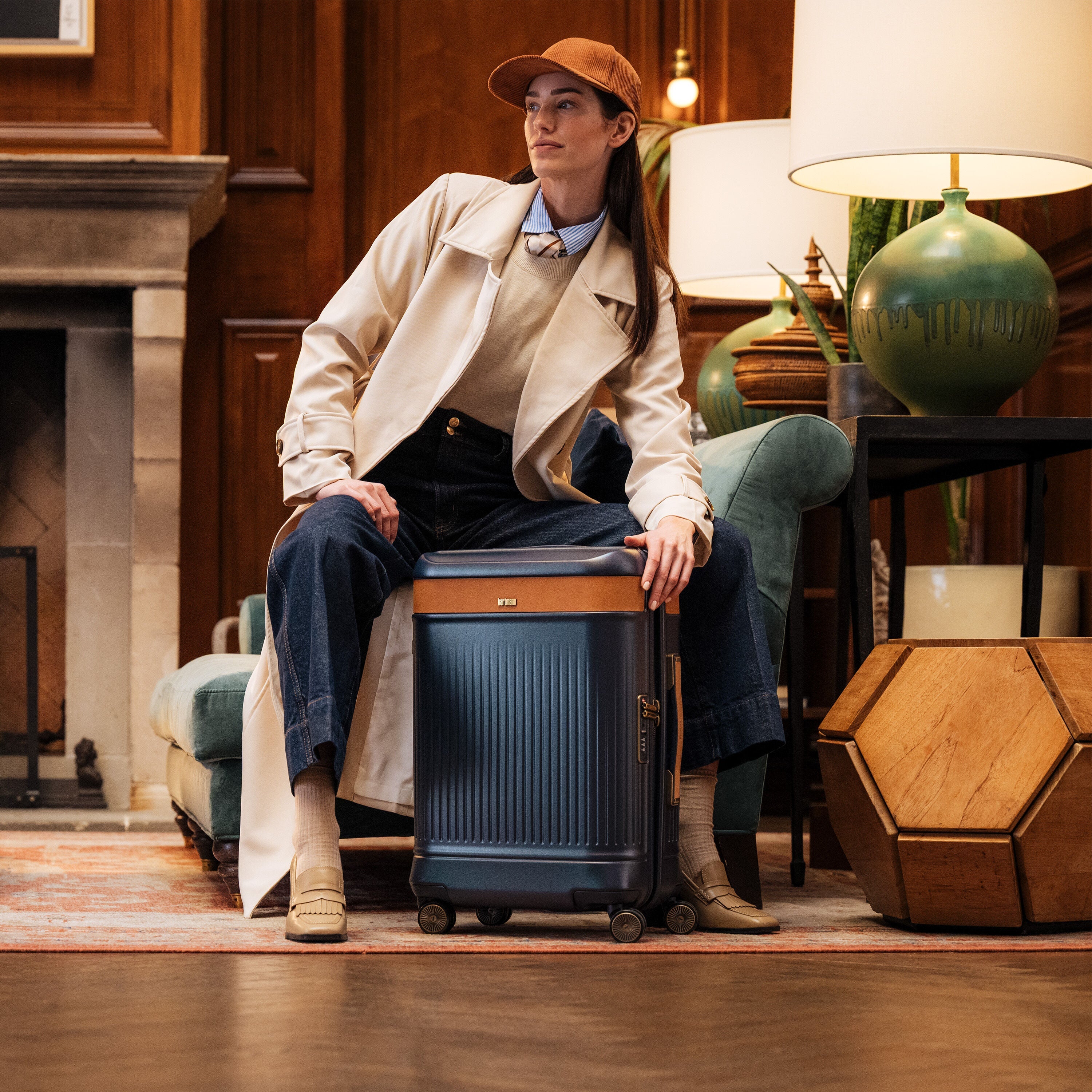 Hartmann Reserve Carry-On Spinner in Midnight Navy — angle view 1