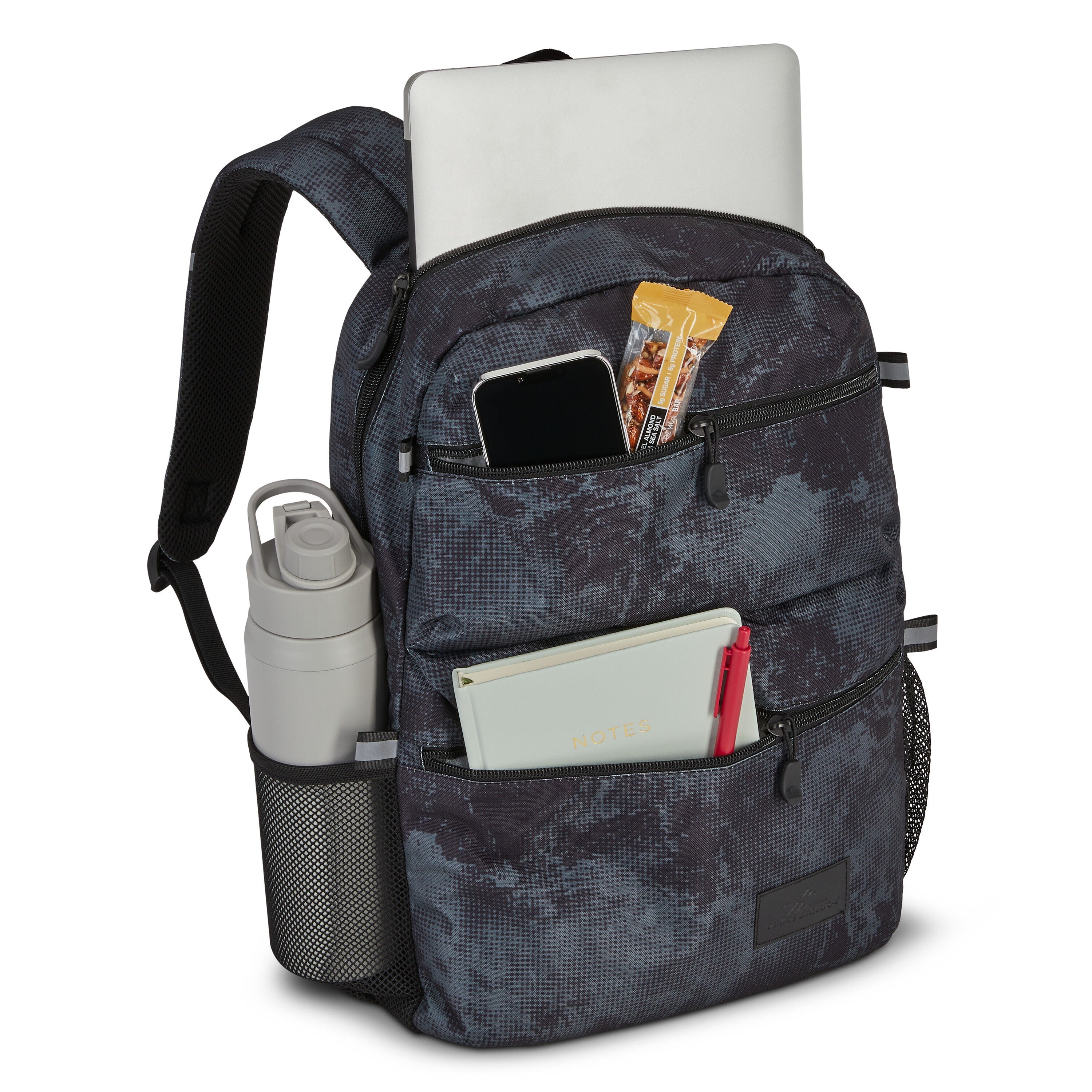 High Sierra Everclass Backpack in Charcoal Waves — interior view