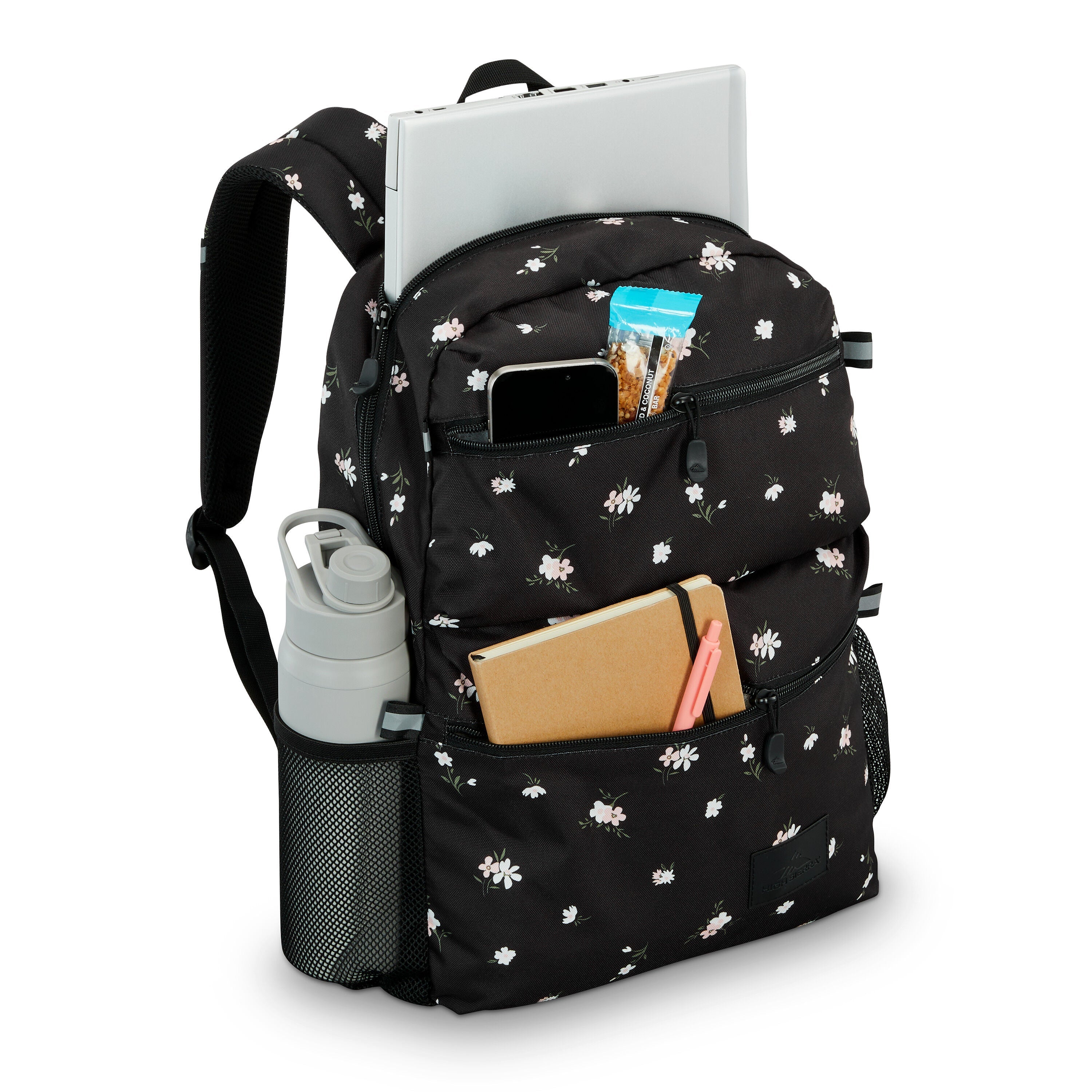 High Sierra Everclass Backpack in Floral Black — interior view