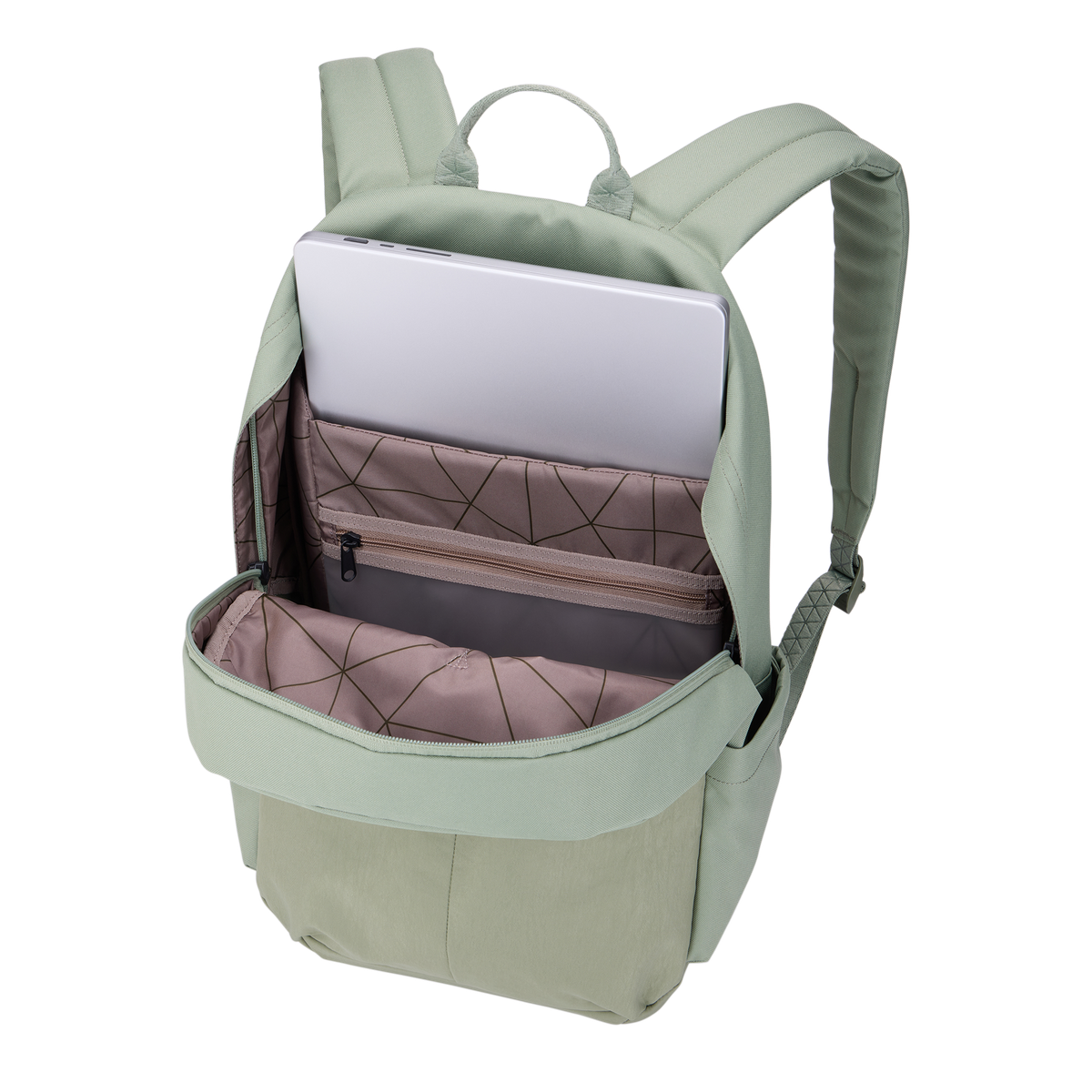 Thule Indago Backpack 23L in Quiet Green — interior view