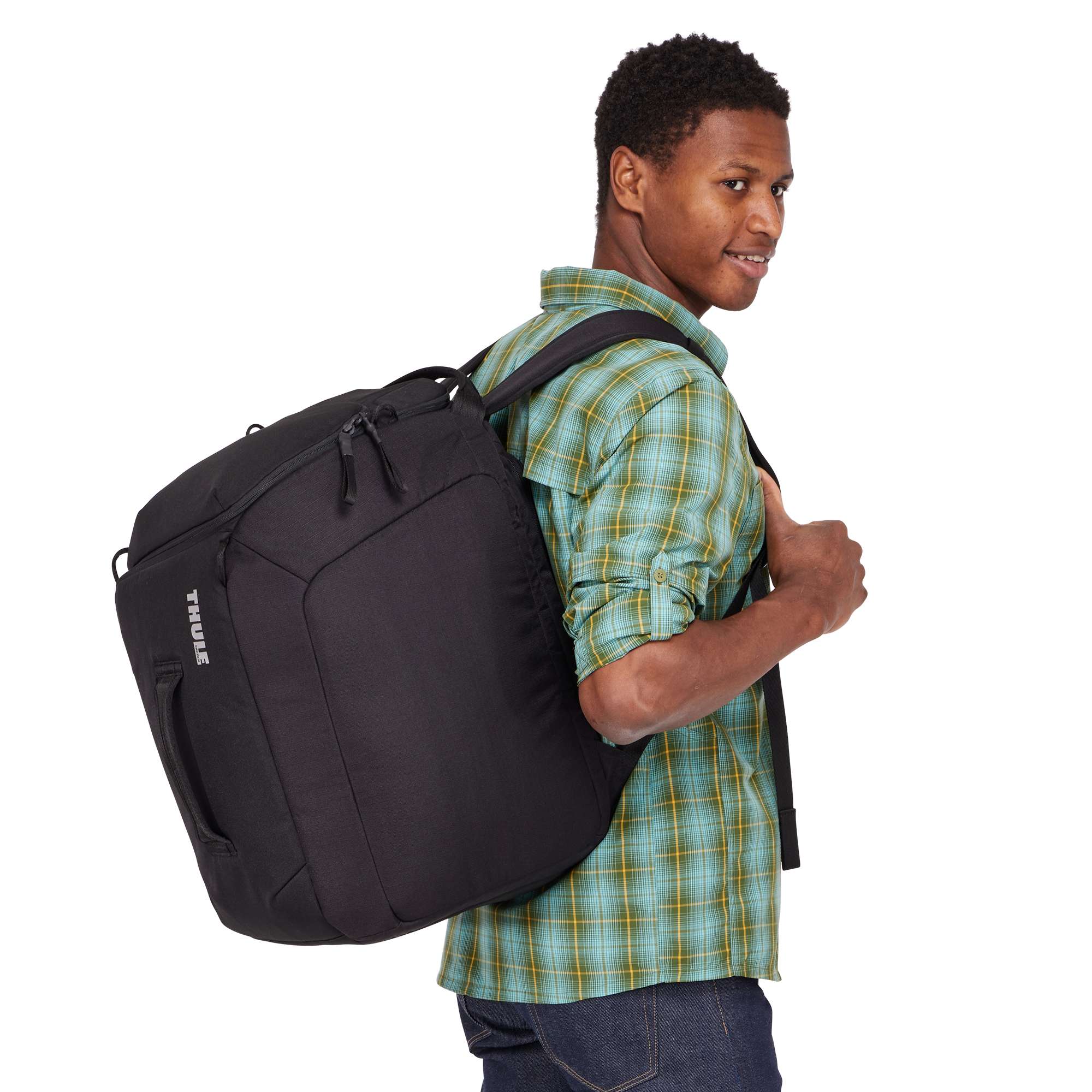 Thule RoundTrip Boot Backpack 45L in Black — lifestyle # color_Black