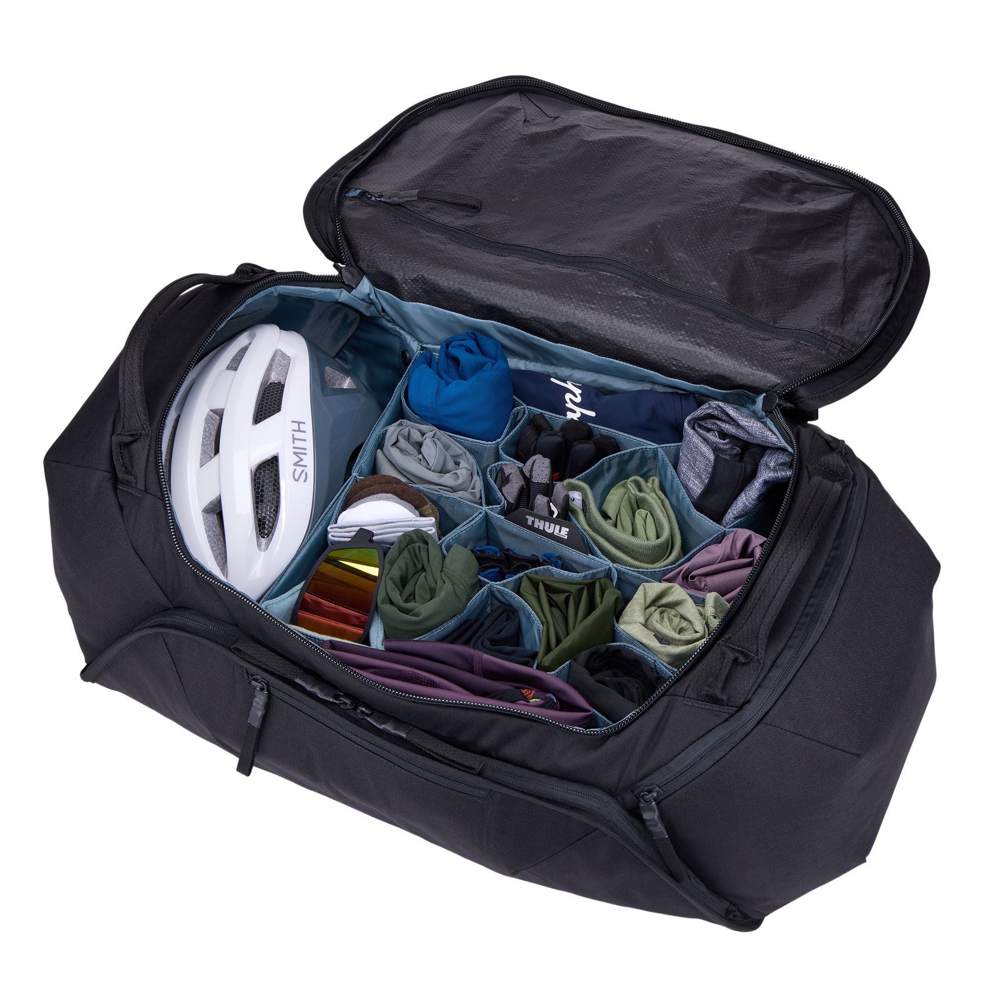 Thule RoundTrip Bike Duffel 55L in Black — interior view # color_Black