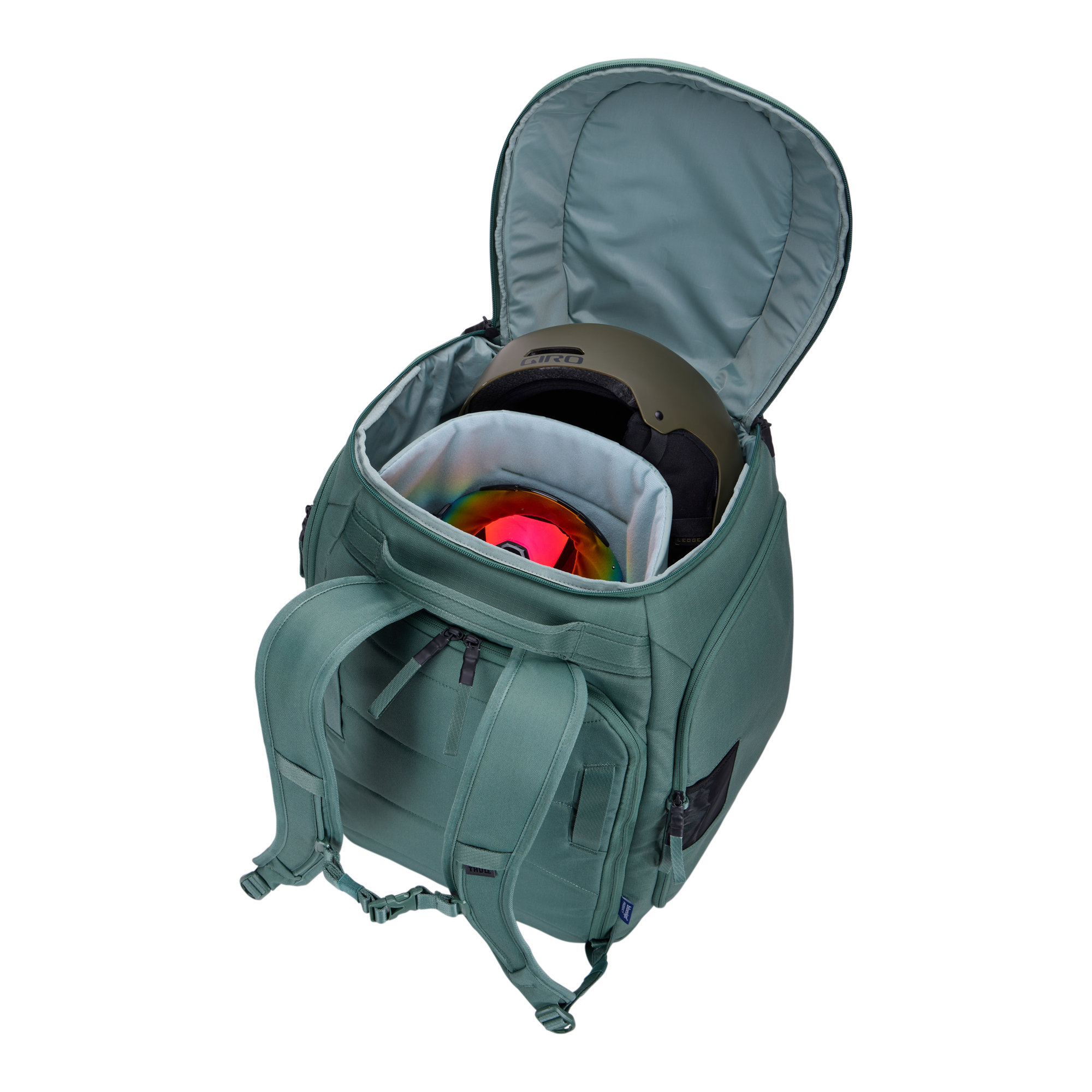 Thule RoundTrip Boot Backpack 60L in Hazy Green — interior view 2 # color_Hazy Green