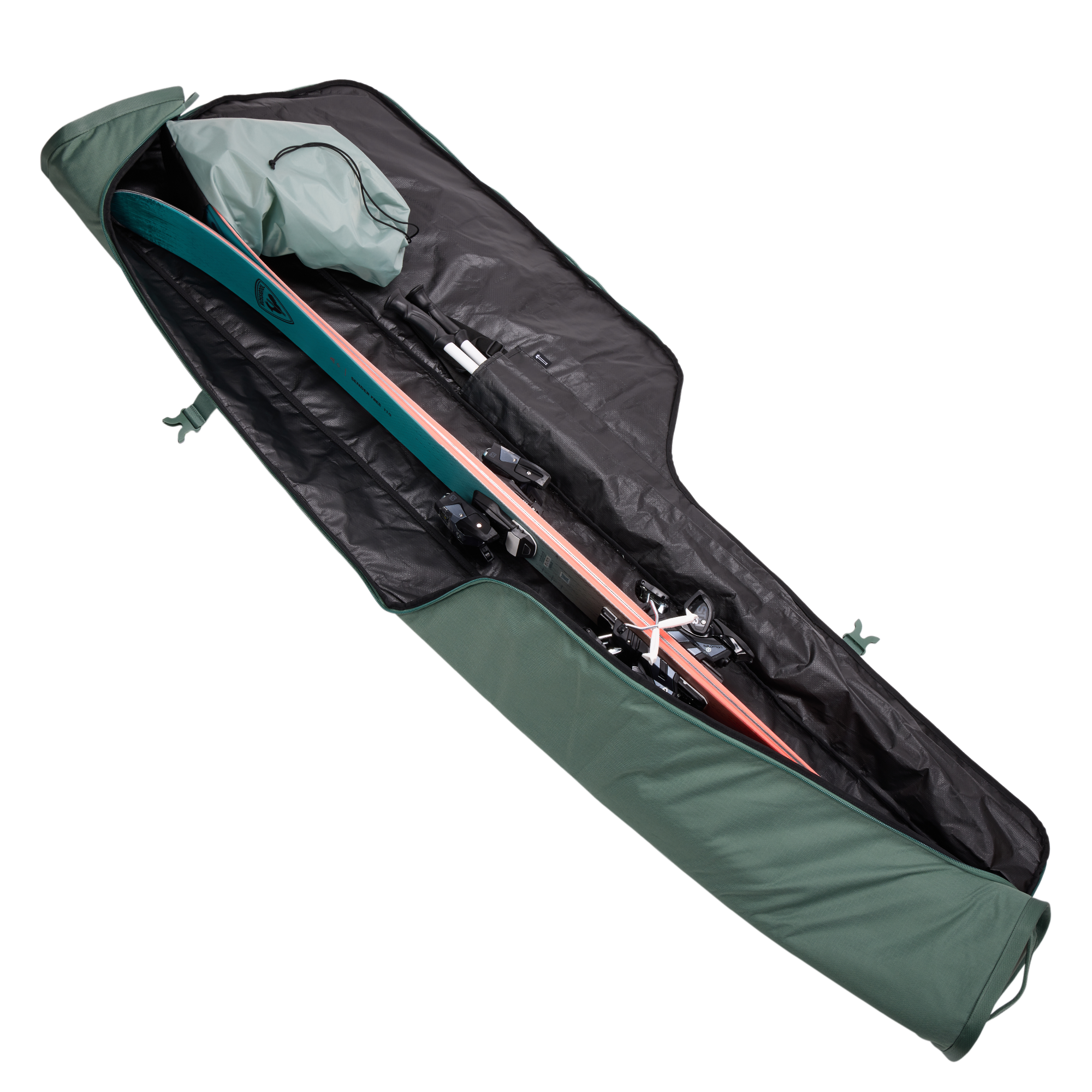 Thule RoundTrip Ski Bag 192cm in Hazy Green — interior view # color_Hazy Green