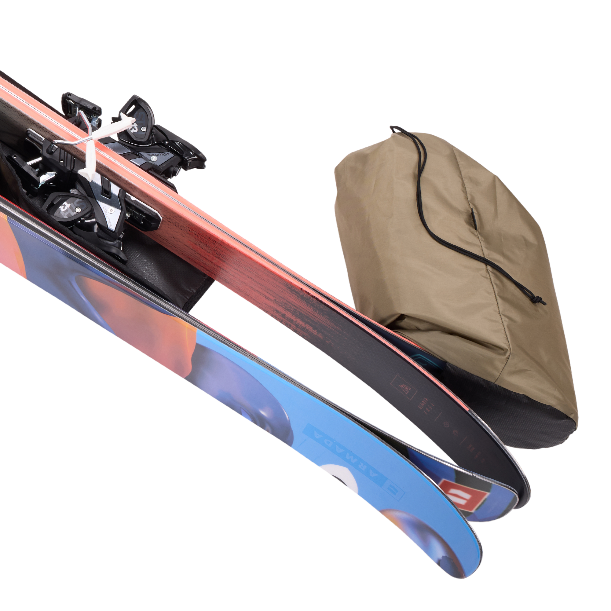 Thule RoundTrip Ski Roller 175cm in Deep Khaki — angle view 2 # color_Deep Khaki